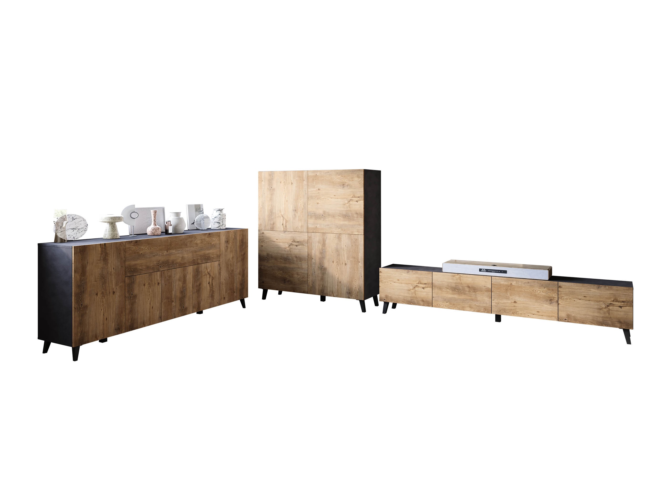 Stofusett Levtive 104 (Matera-grátt + Kastaníulitur)
