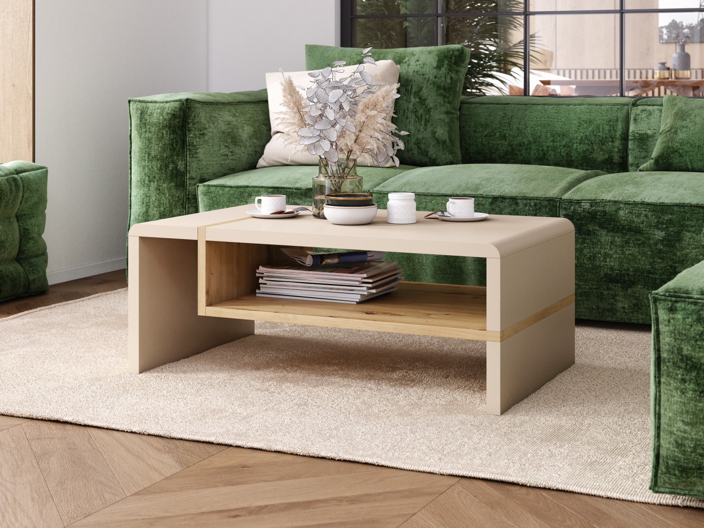Sófaborð Glendale 102 (Beige + Artisan-eik)