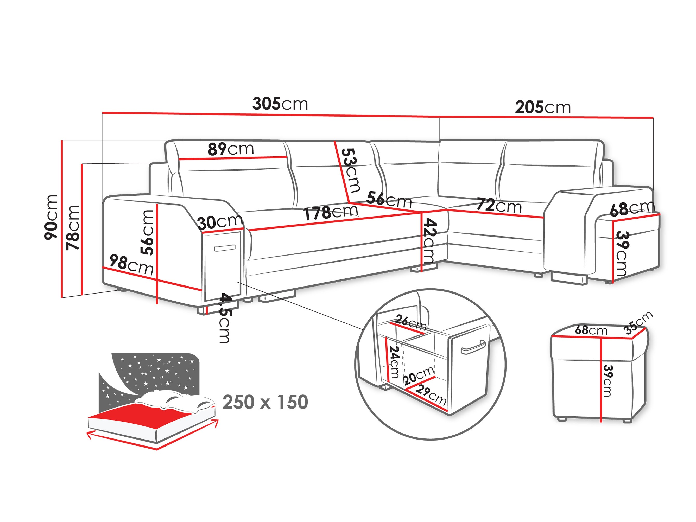 Horn­sófi Kingsport 116 (Nazar 225.02)
