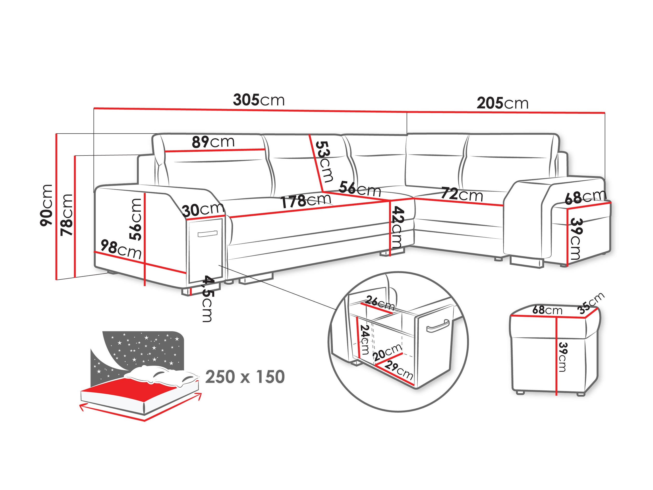 Horn­sófi Kingsport 116 (Nazar 225.03)