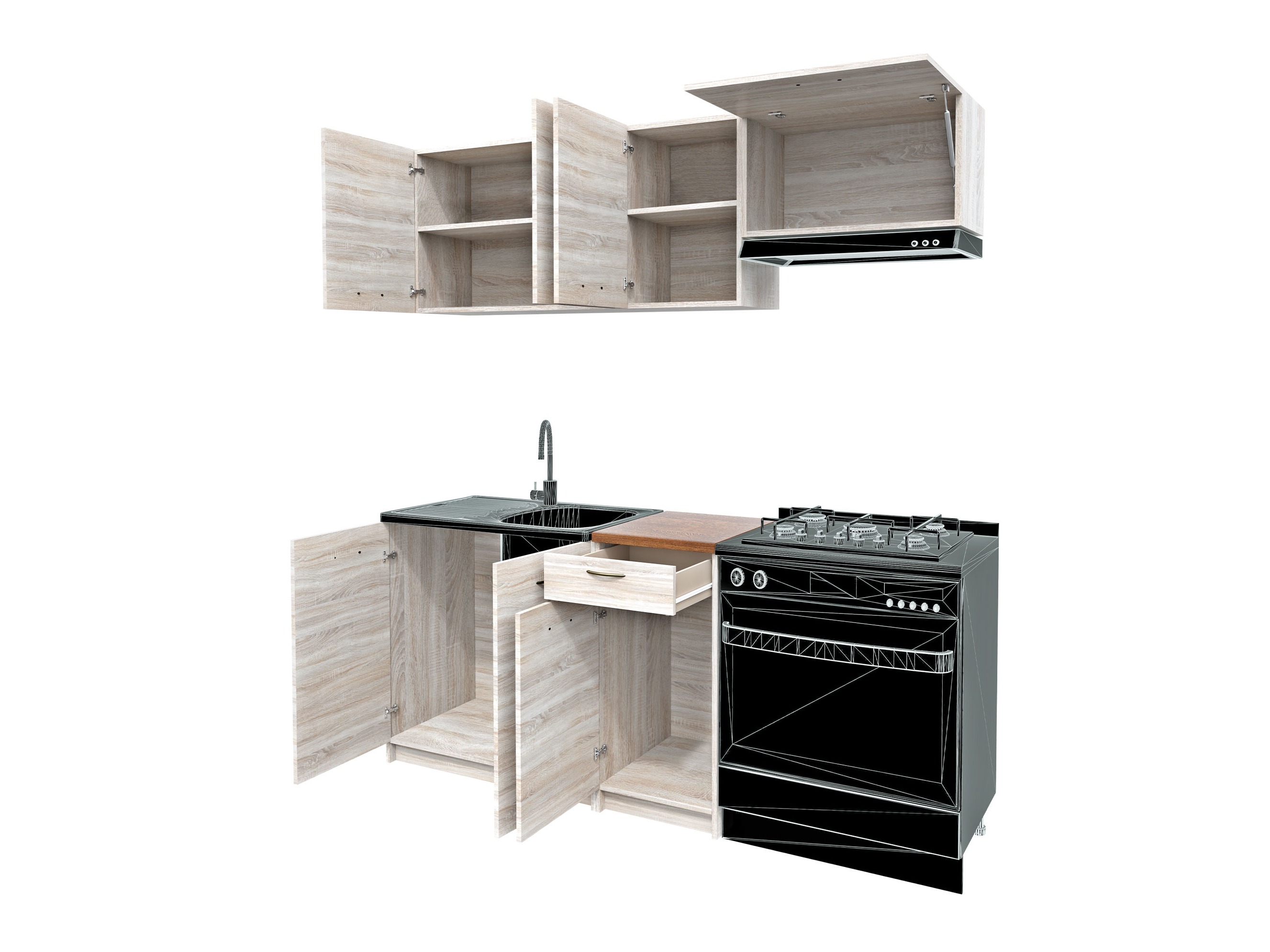 Eldhússett Ota (Sonoma-eik + Beige)