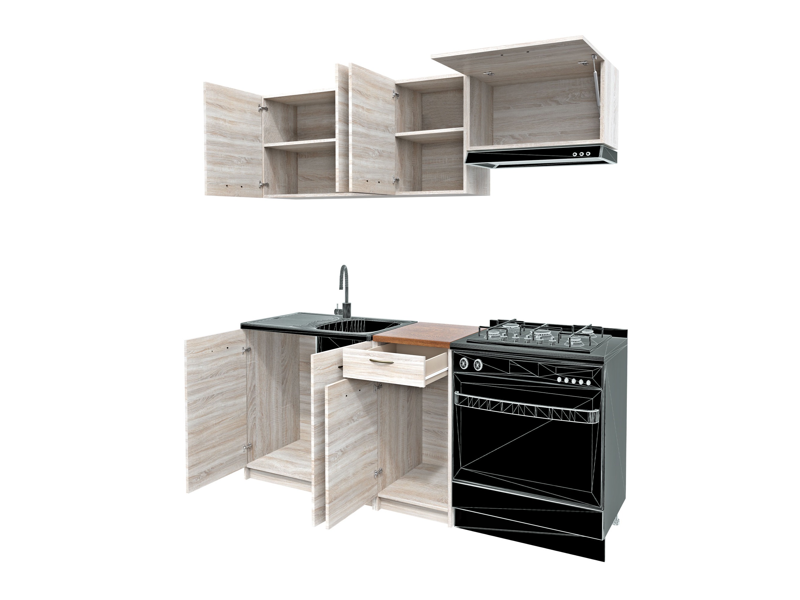 Eldhússett Ota (Sonoma-eik + Beige)