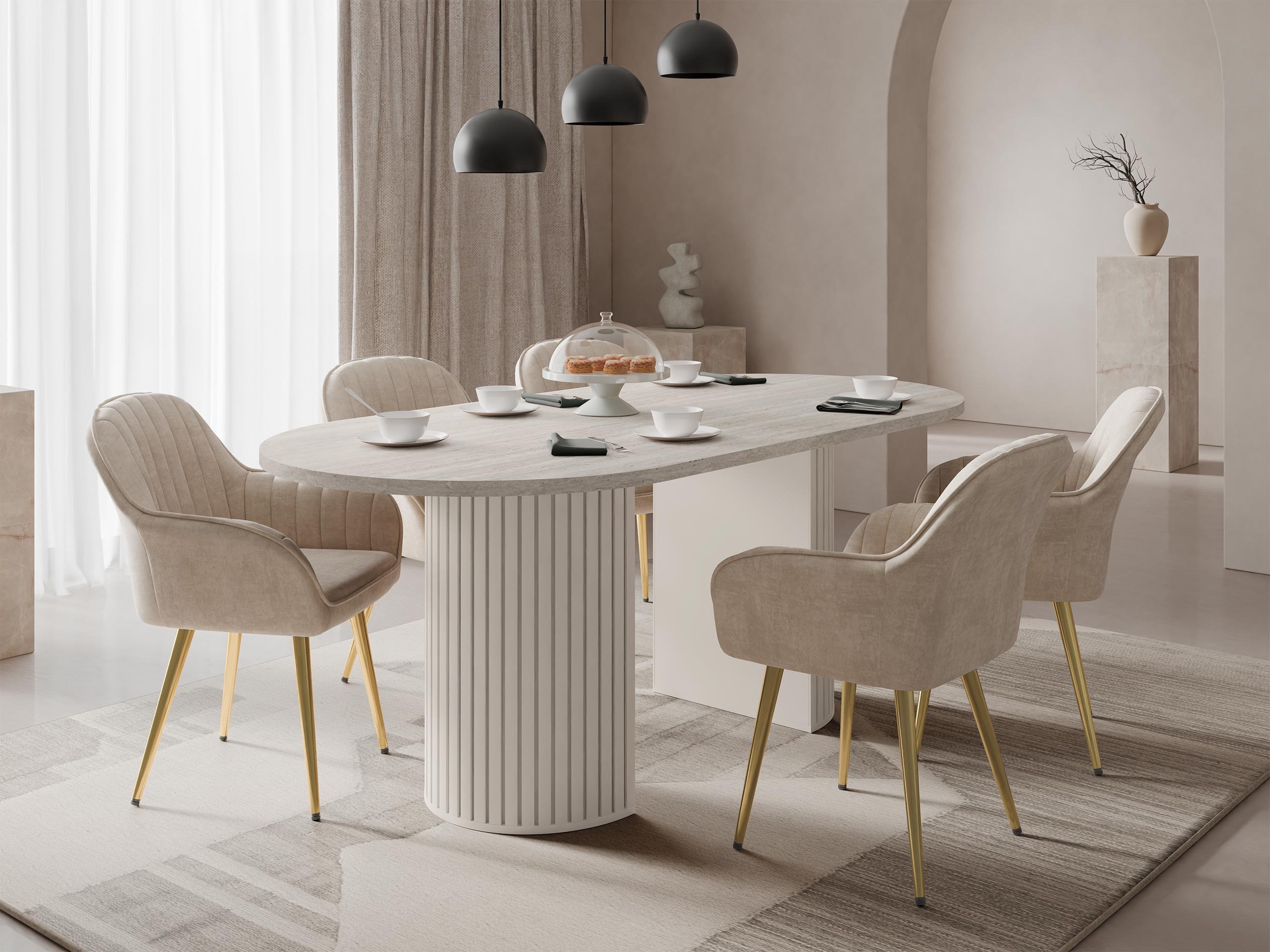 Borð Comfivo Ulma (Ljóst travertín + Beige)