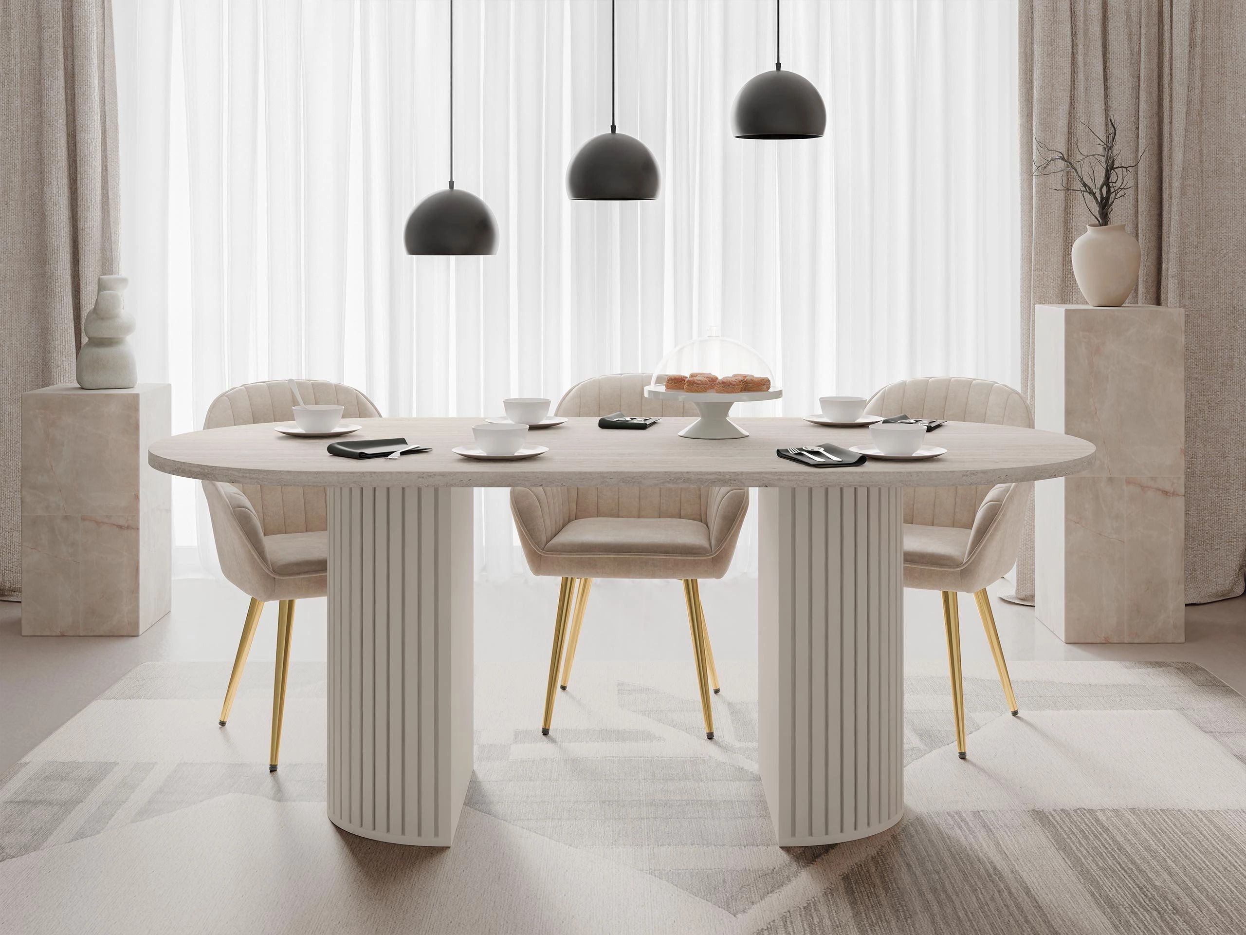 Borð Comfivo Ulma (Ljóst travertín + Beige)
