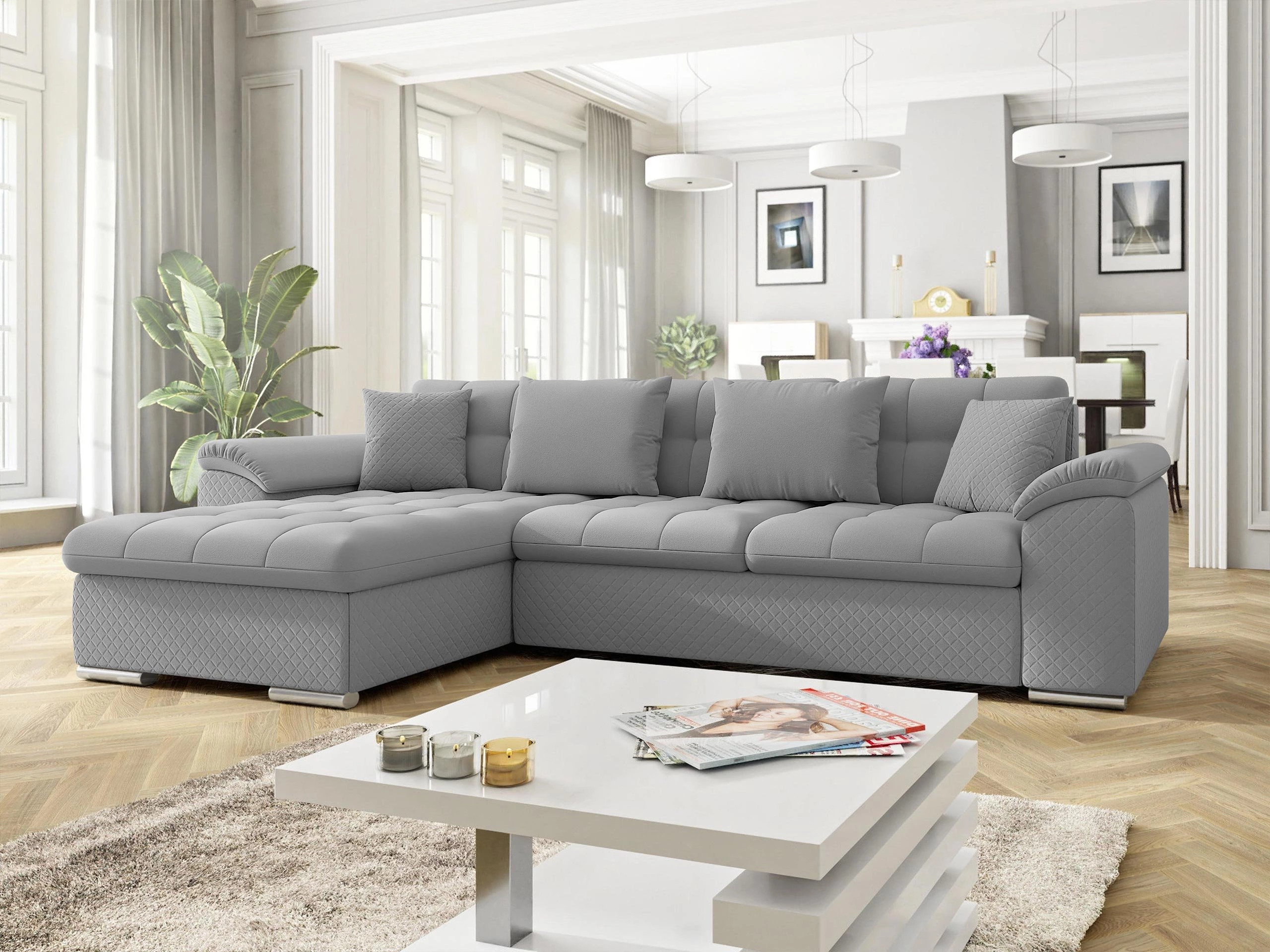 Horn­sófi Comfivo Mica (Uttario Velvet 2972-U03 + Uttario Velvet 2972)