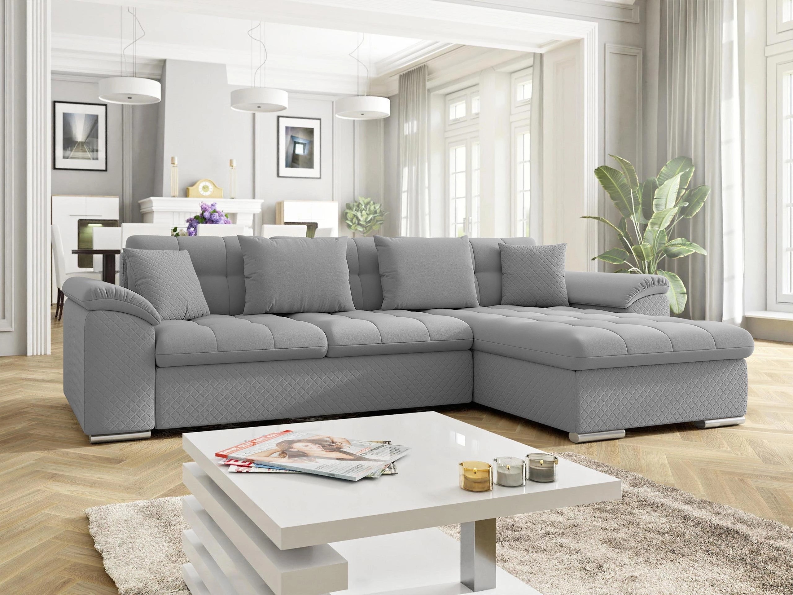 Horn­sófi Comfivo Mica (Uttario Velvet 2972-U03 + Uttario Velvet 2972)