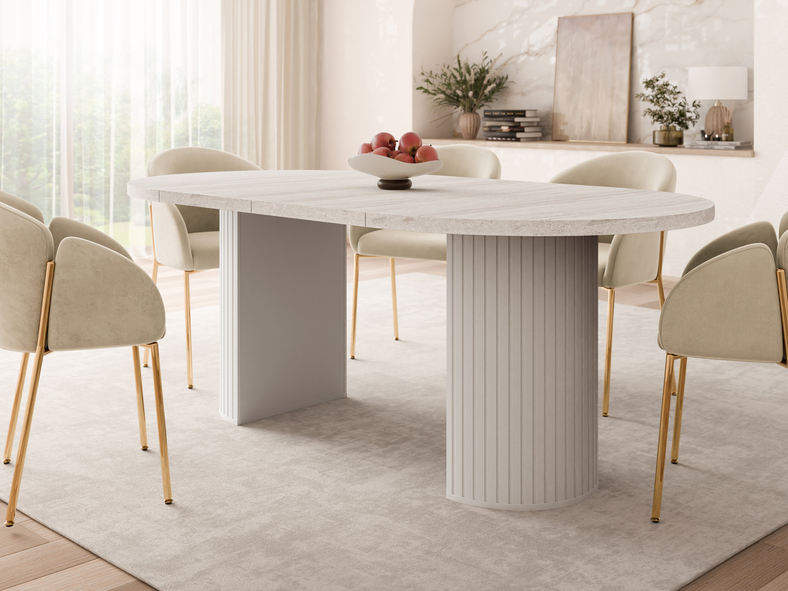 Borð Cupedo (Ljóst travertín + Beige)