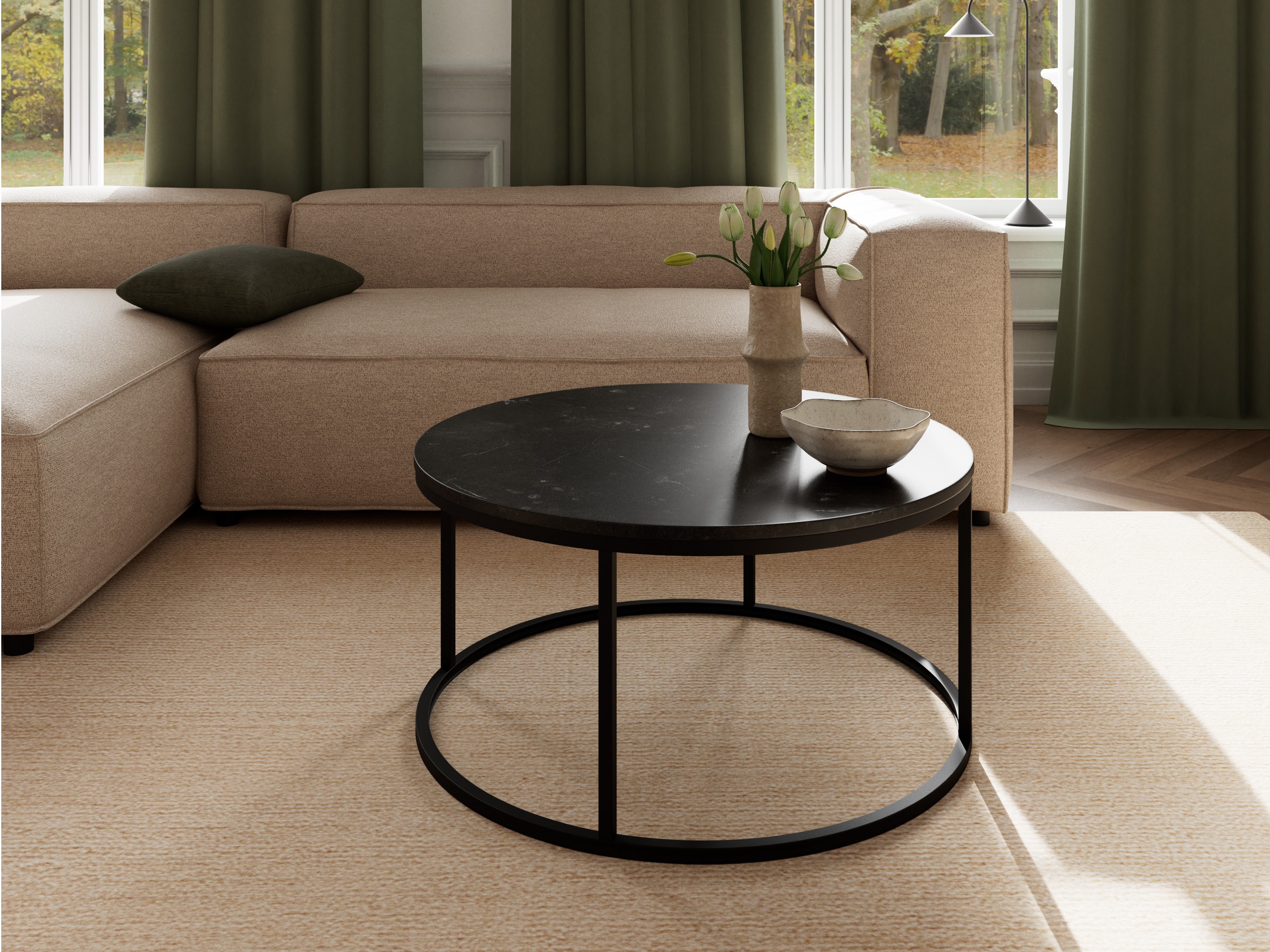 Sófaborð Norsica 692 (Svartur + Svartur marmari)