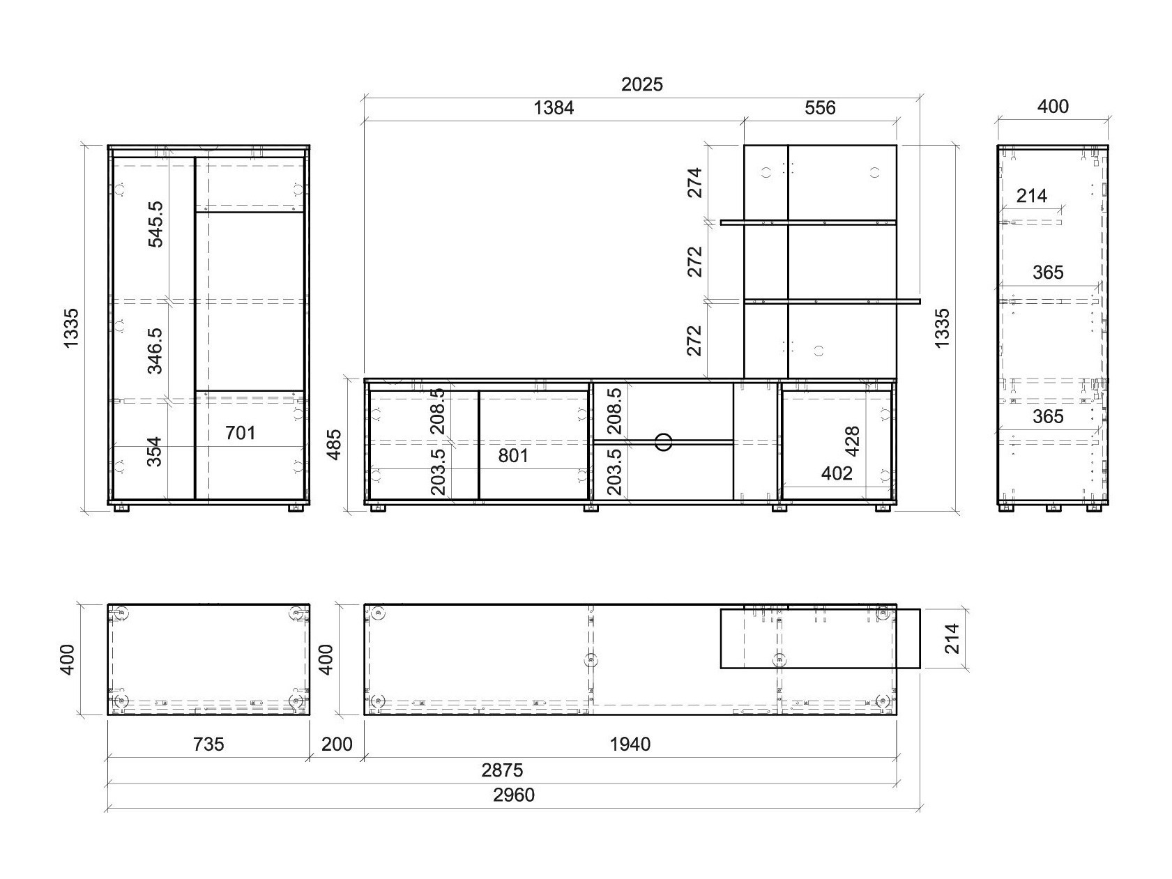 Stofusett Ontario 226 (Antrasít + Artisan-eik)