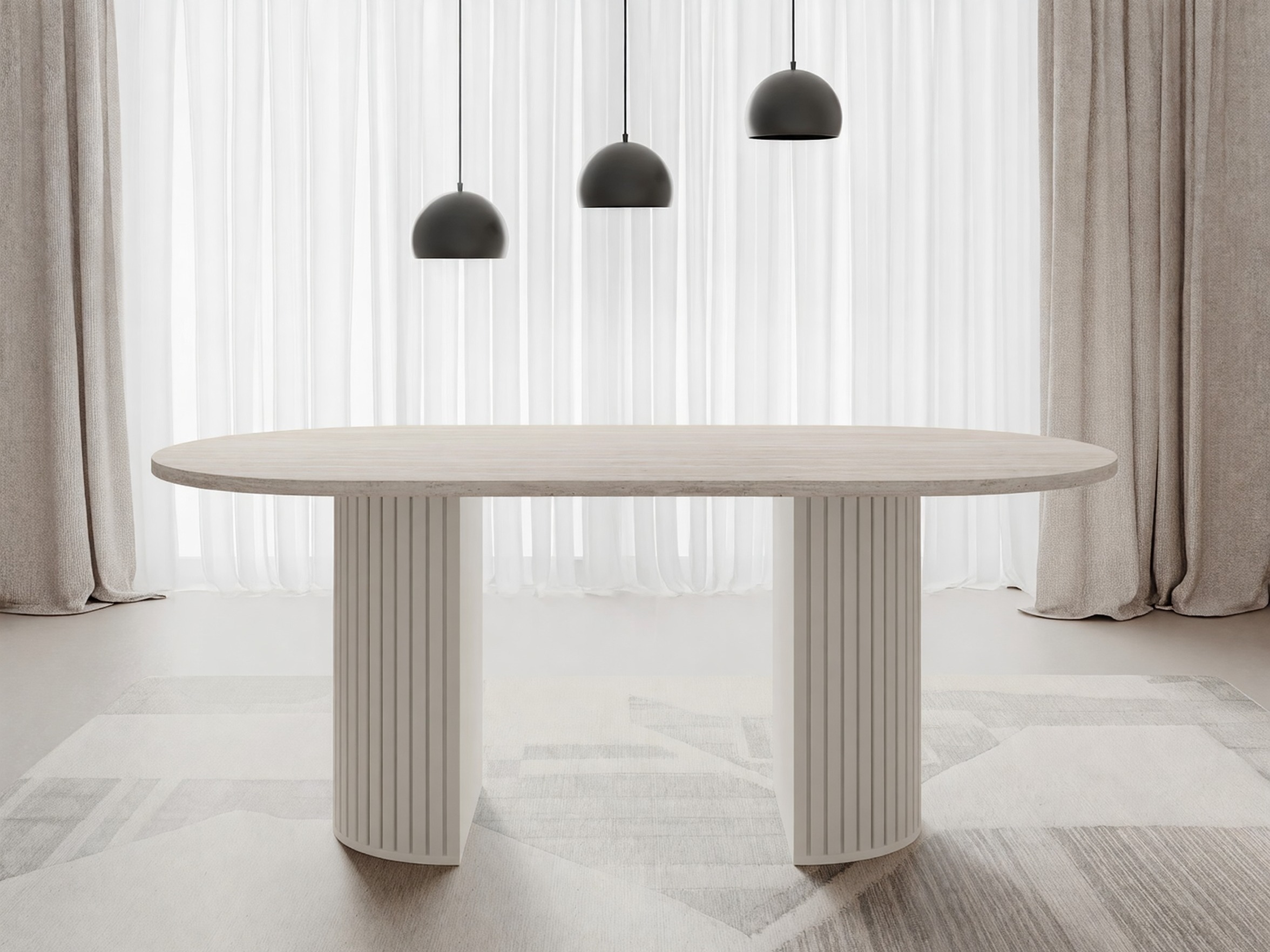 Borð Comfivo Ulma (Ljóst travertín + Beige)