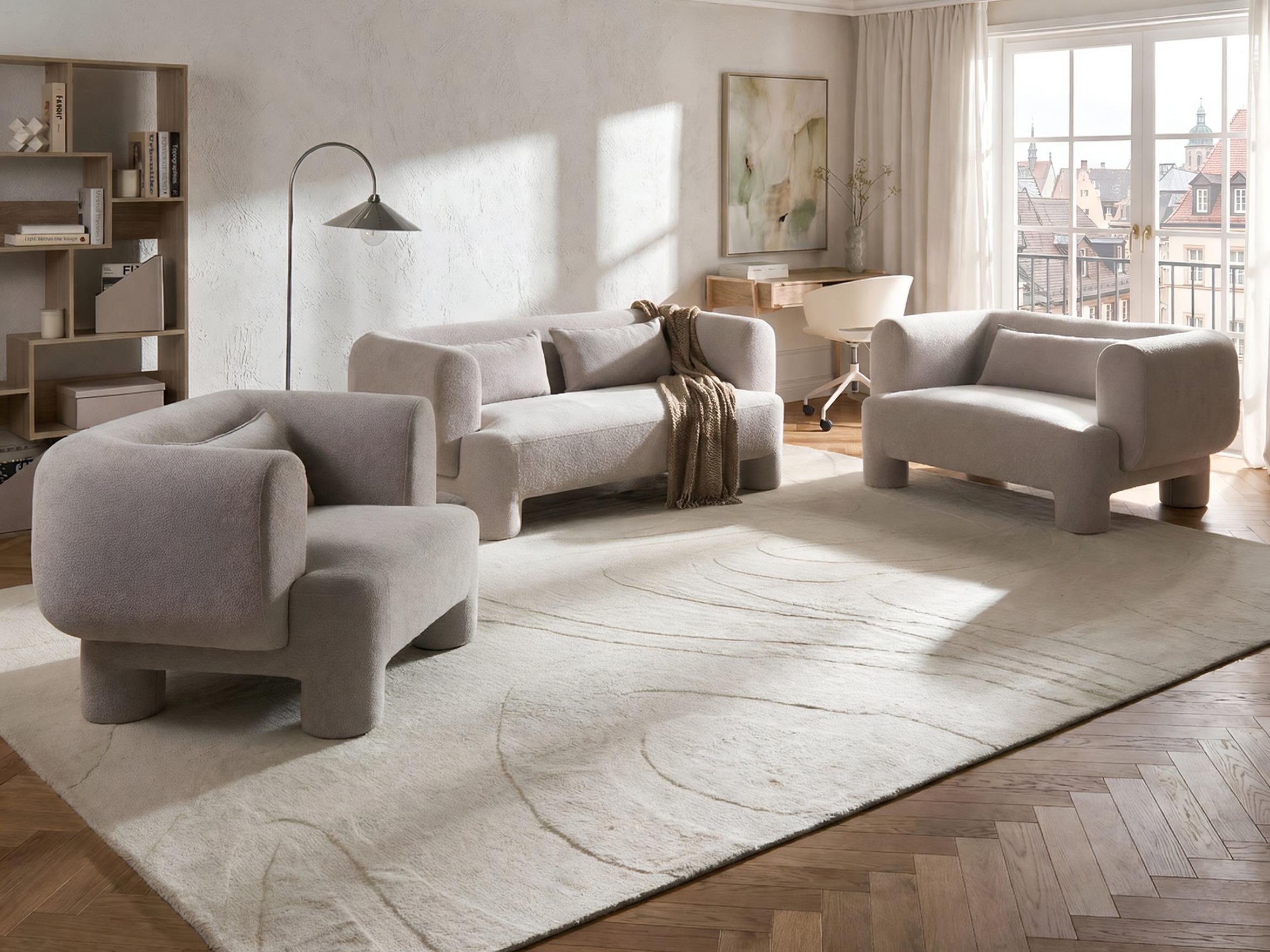 Bólstrað húsganasett Cavsali 104 (Beige)
