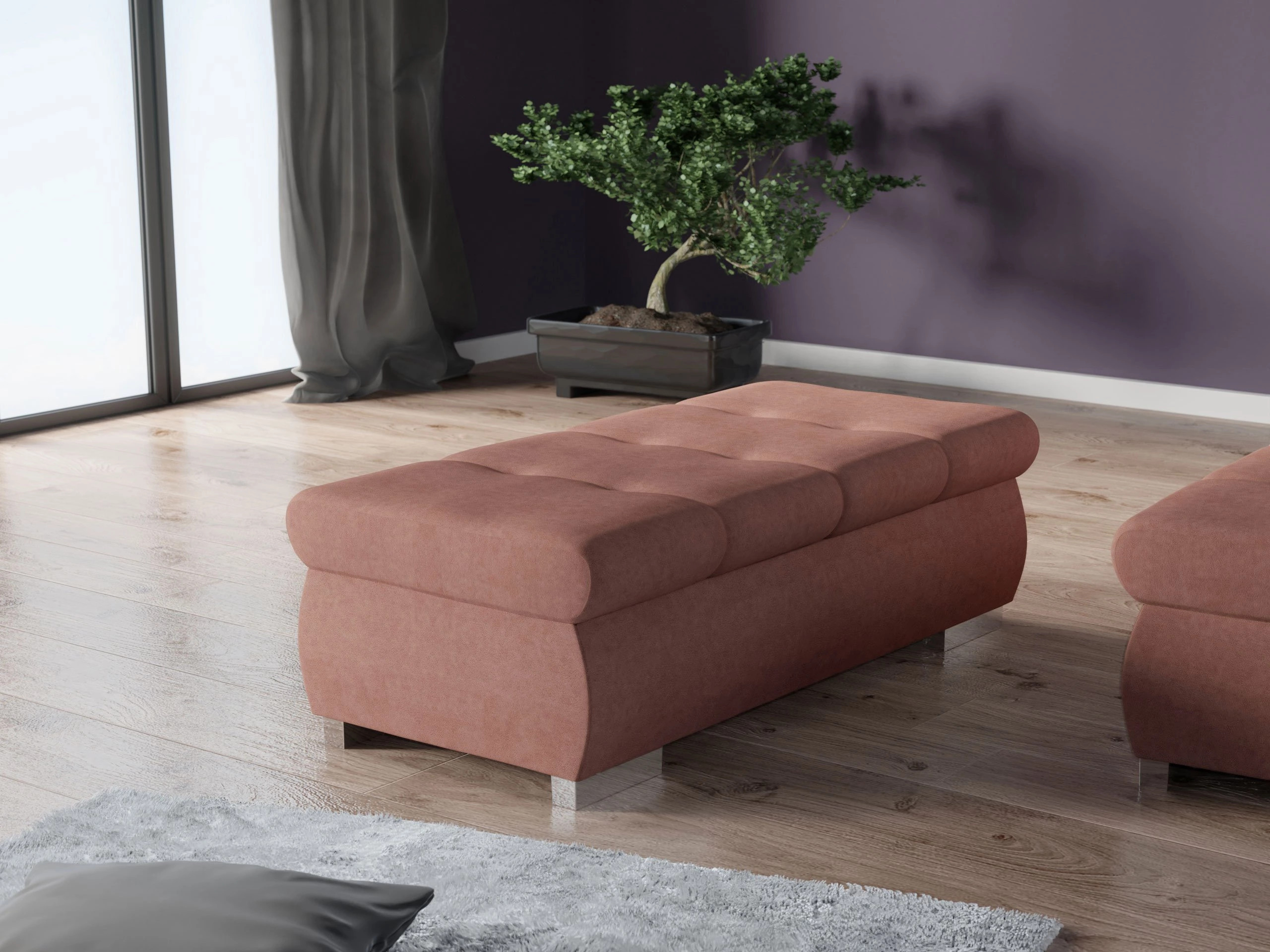 Bólstraður bekkur Comfivo Nitor I (Uttario Velvet 2956 + Uttario Velvet 2955)
