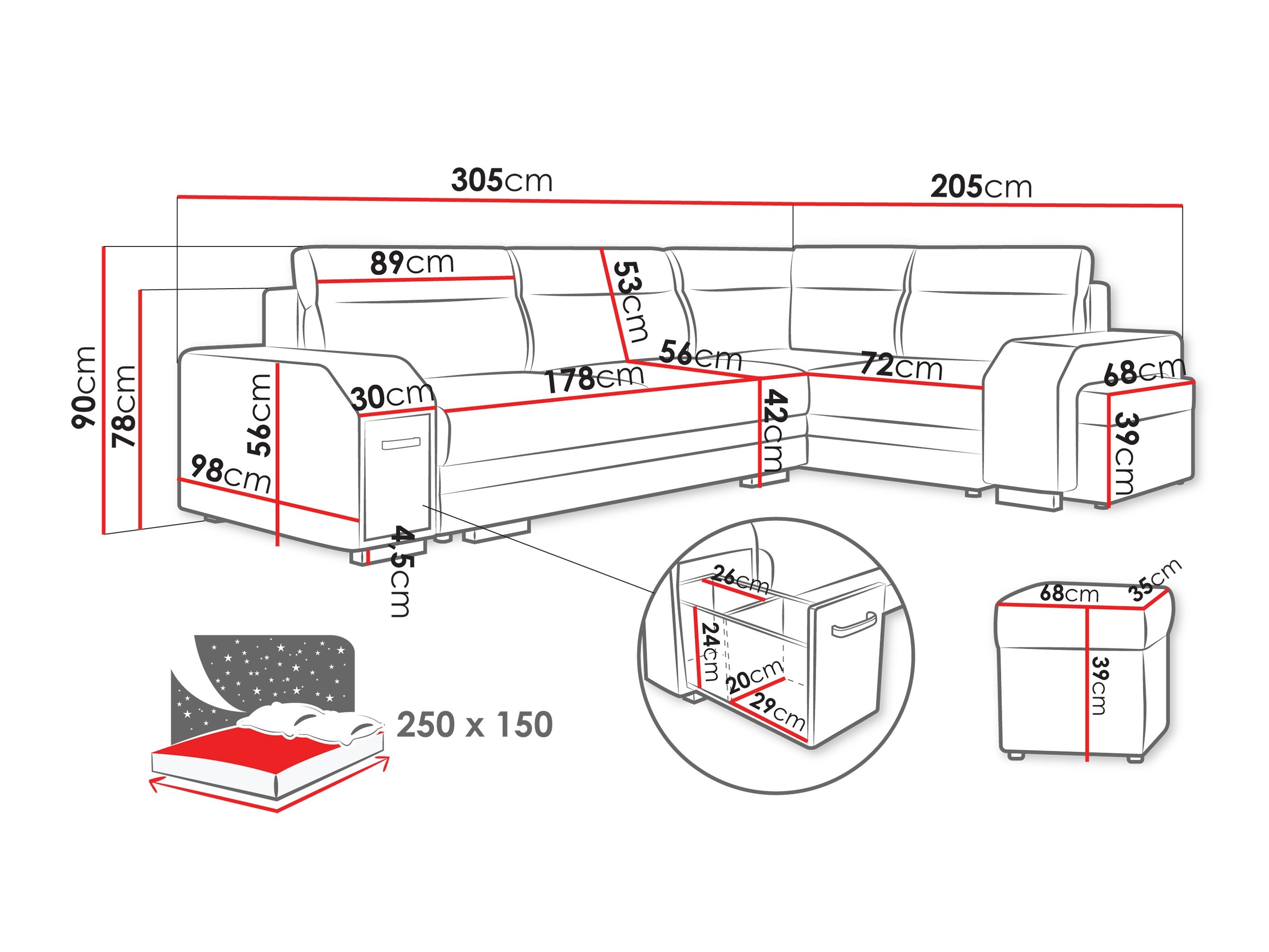 Horn­sófi Kingsport 117 (Nazar 225.02 + Nazar 225.01)
