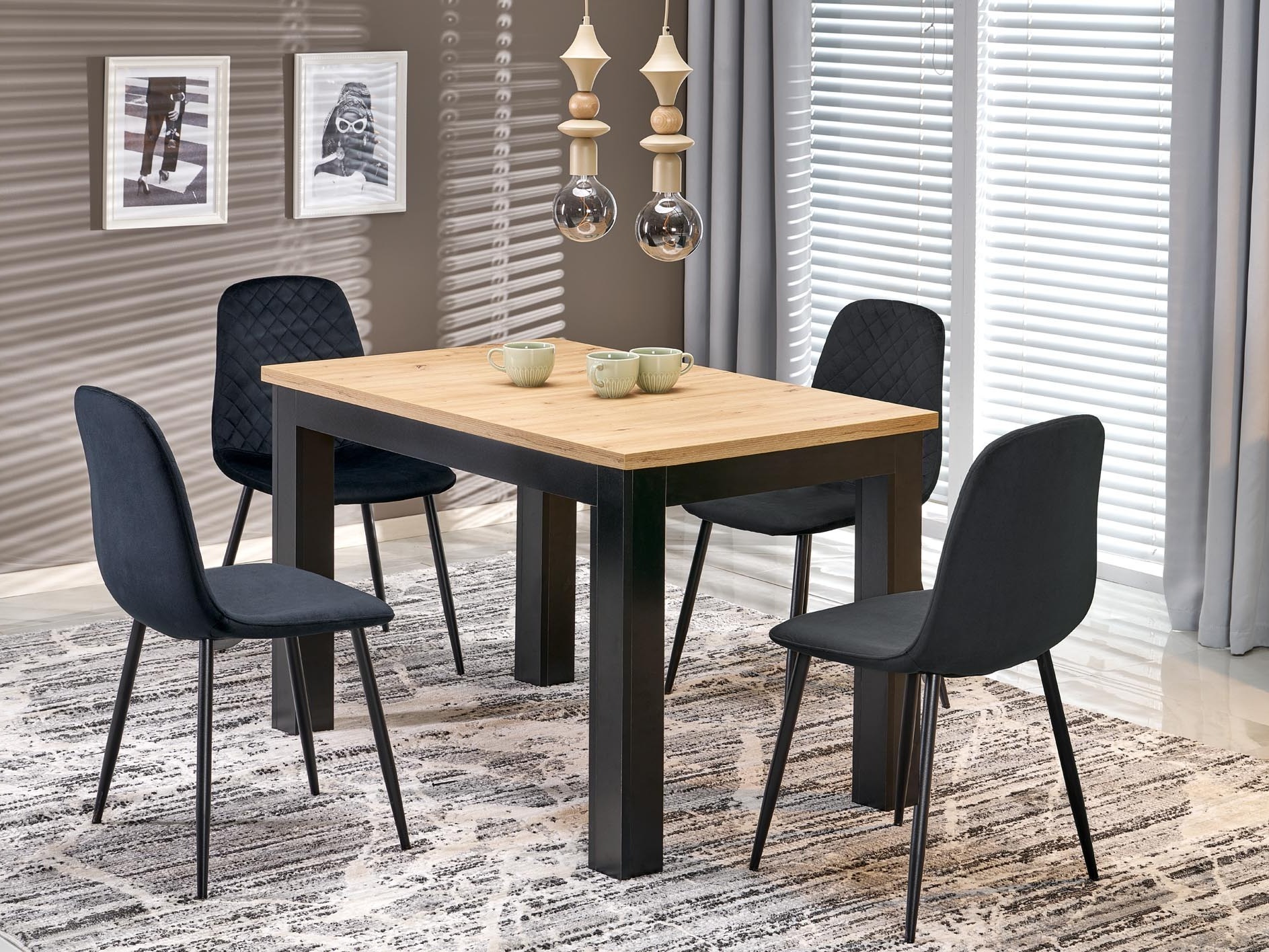 Borð Houston 2165 (Artisan-eik + Svartur)