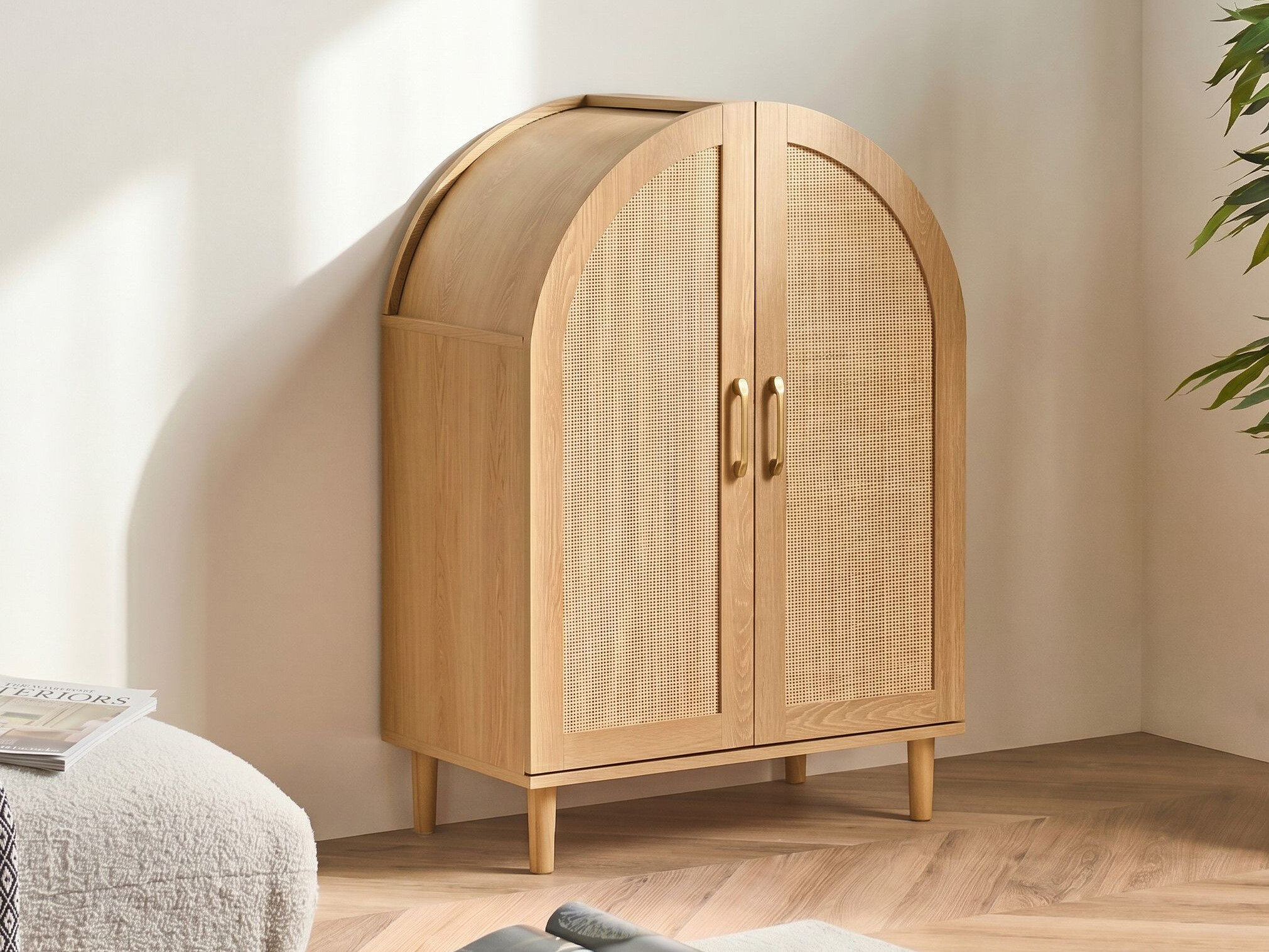 Skenkur Berwyn 3354 (Ljósbrúnn + Rattan mynstur)
