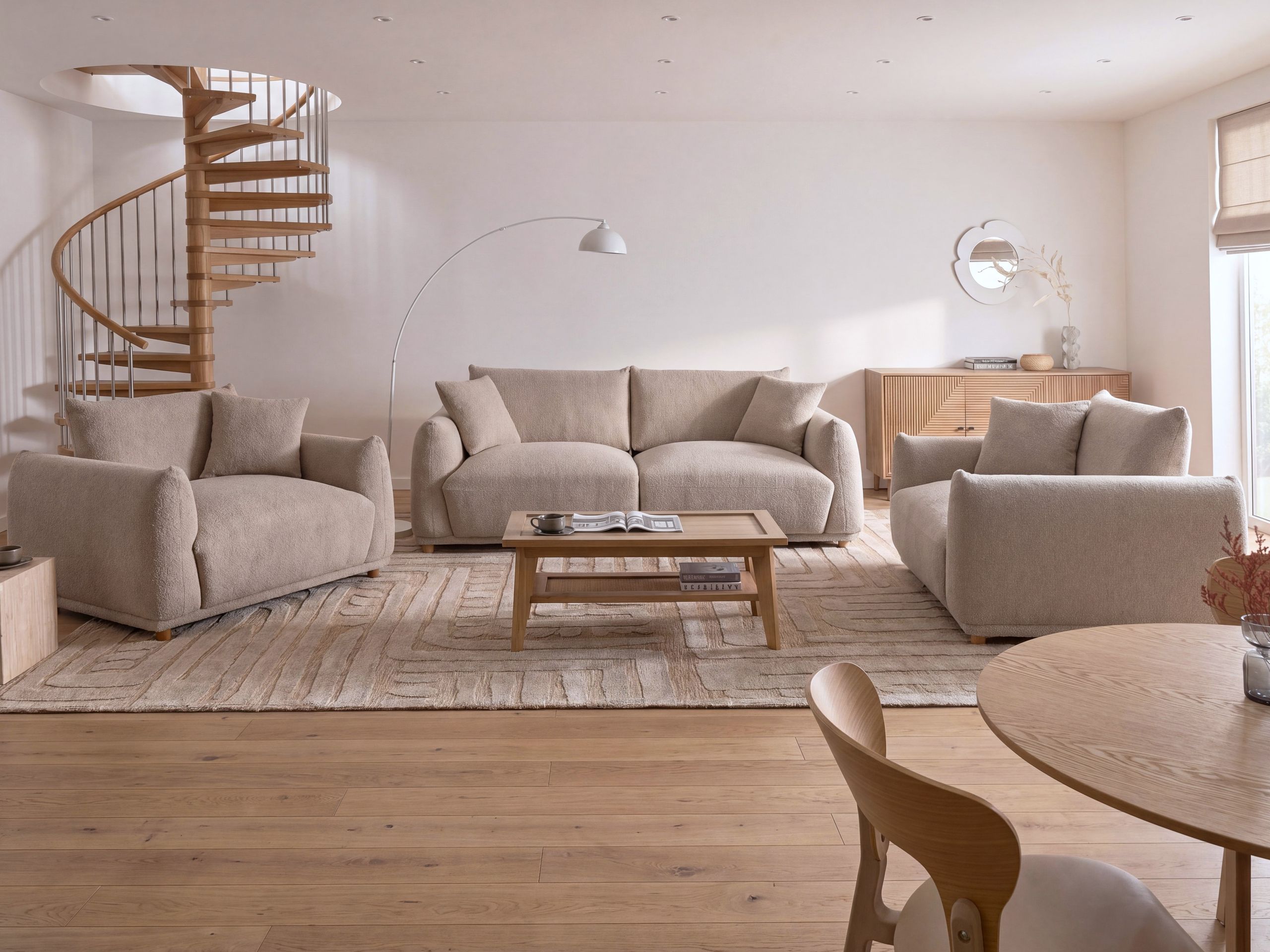 Bólstrað húsganasett Berwyn 3382 (Beige)