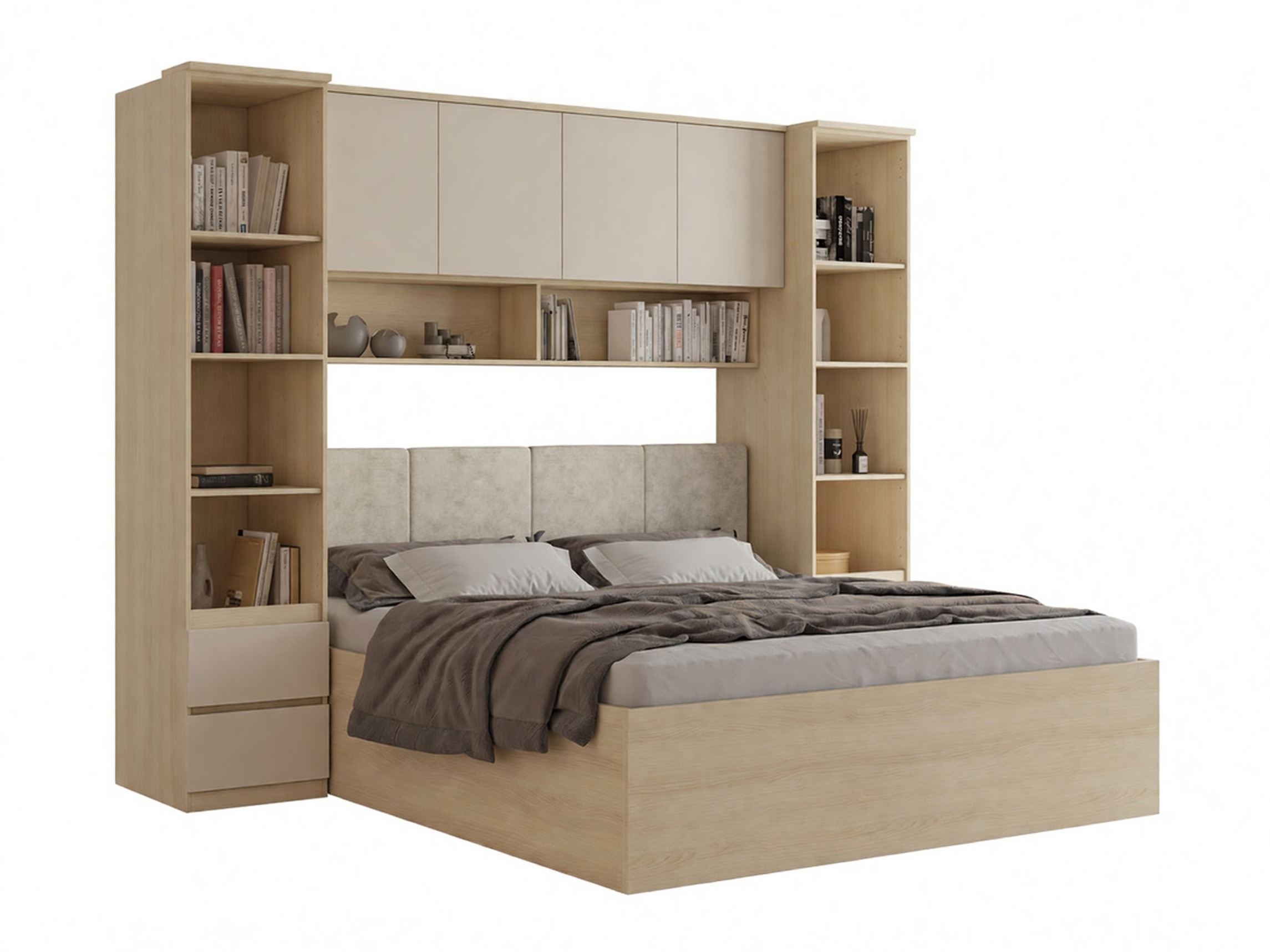 Svefnherbergissett Nolcala 124 (Eik + Beige)