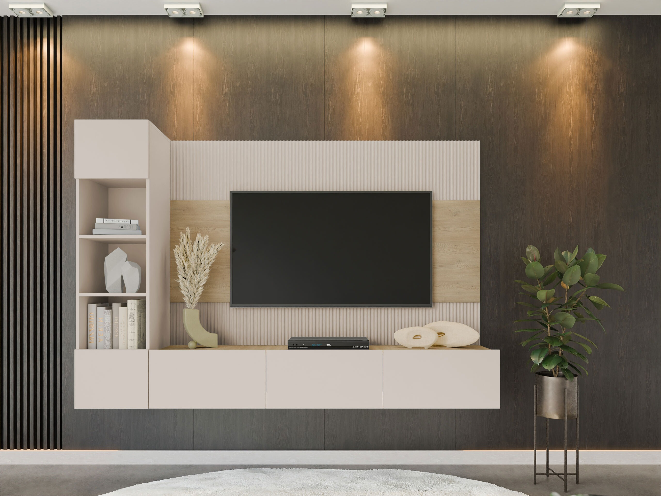 Stofusett Comfivo Salix II (Beige + Cremona eik)