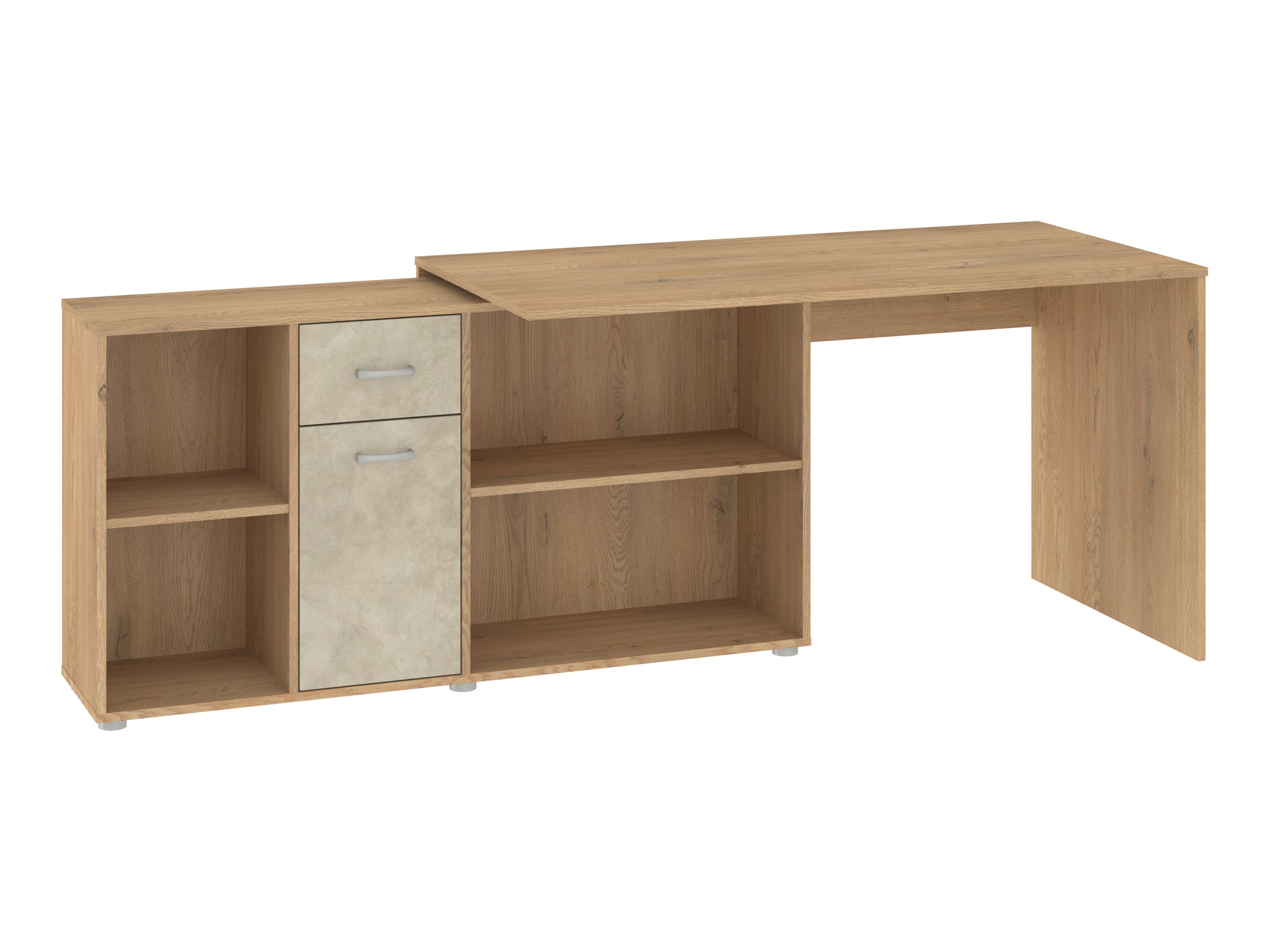 Hornskrifborð Gilroy 113 (Cremona eik + Beige)
