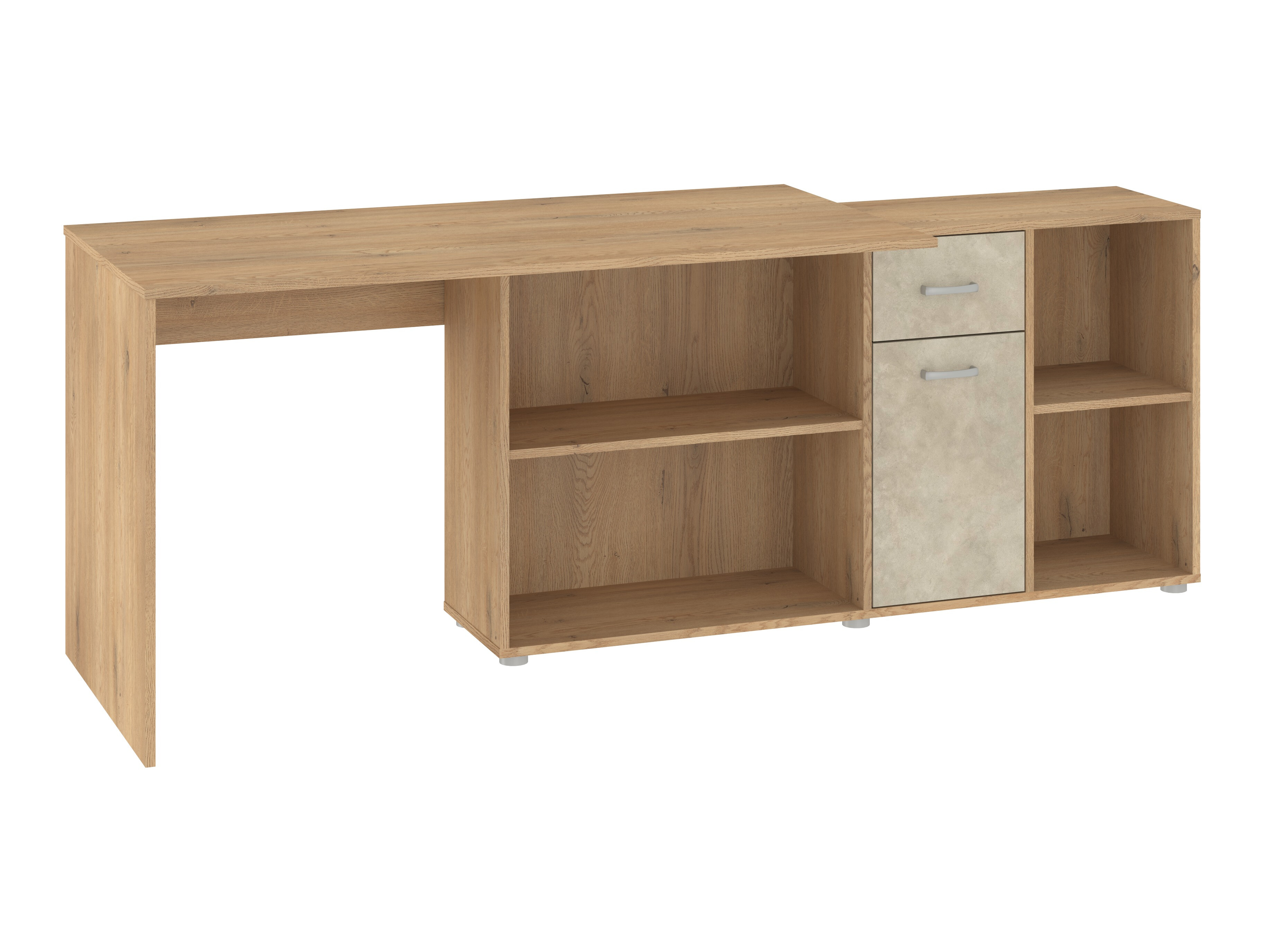 Hornskrifborð Gilroy 113 (Cremona eik + Beige)