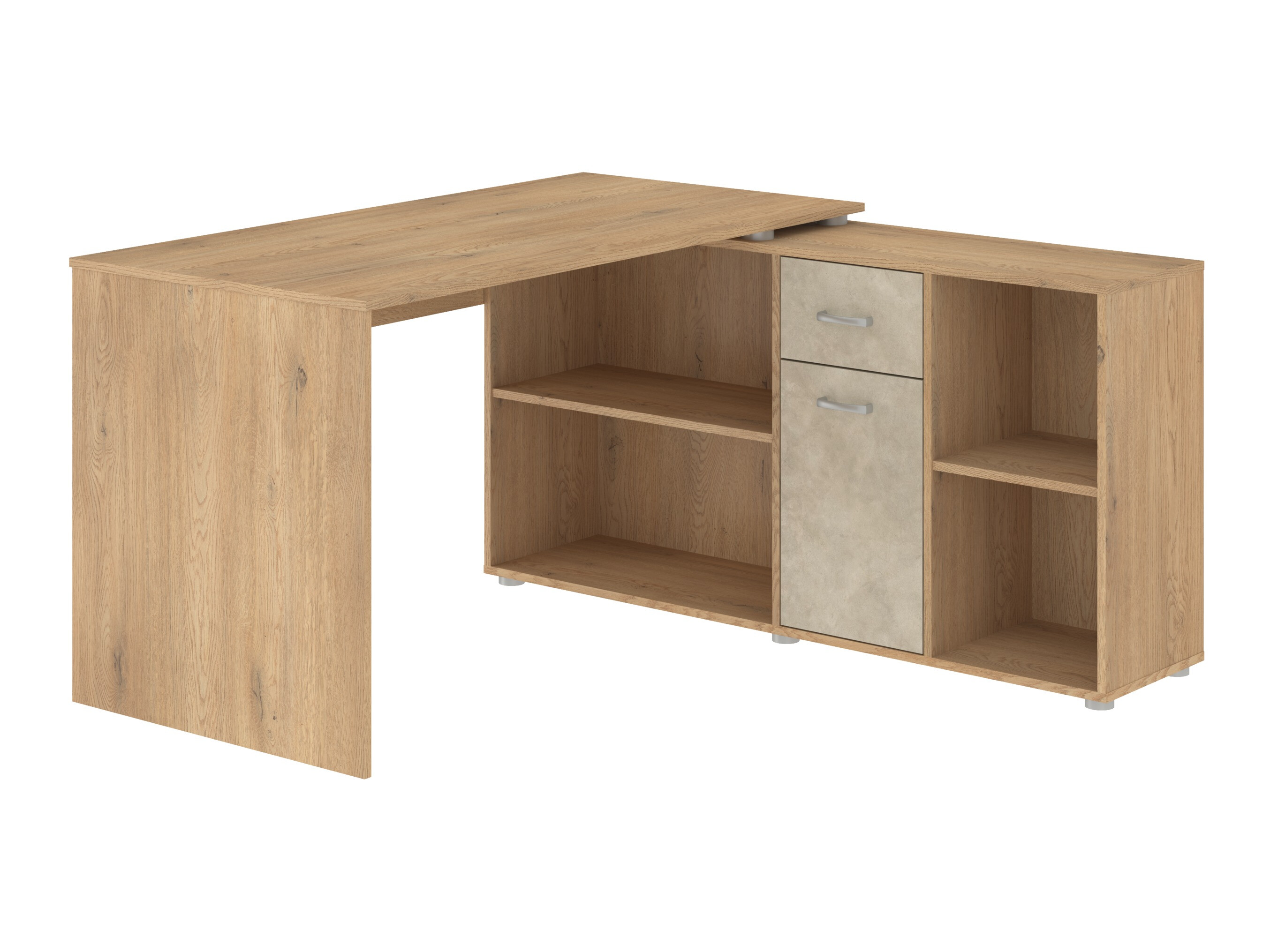 Hornskrifborð Gilroy 113 (Cremona eik + Beige)