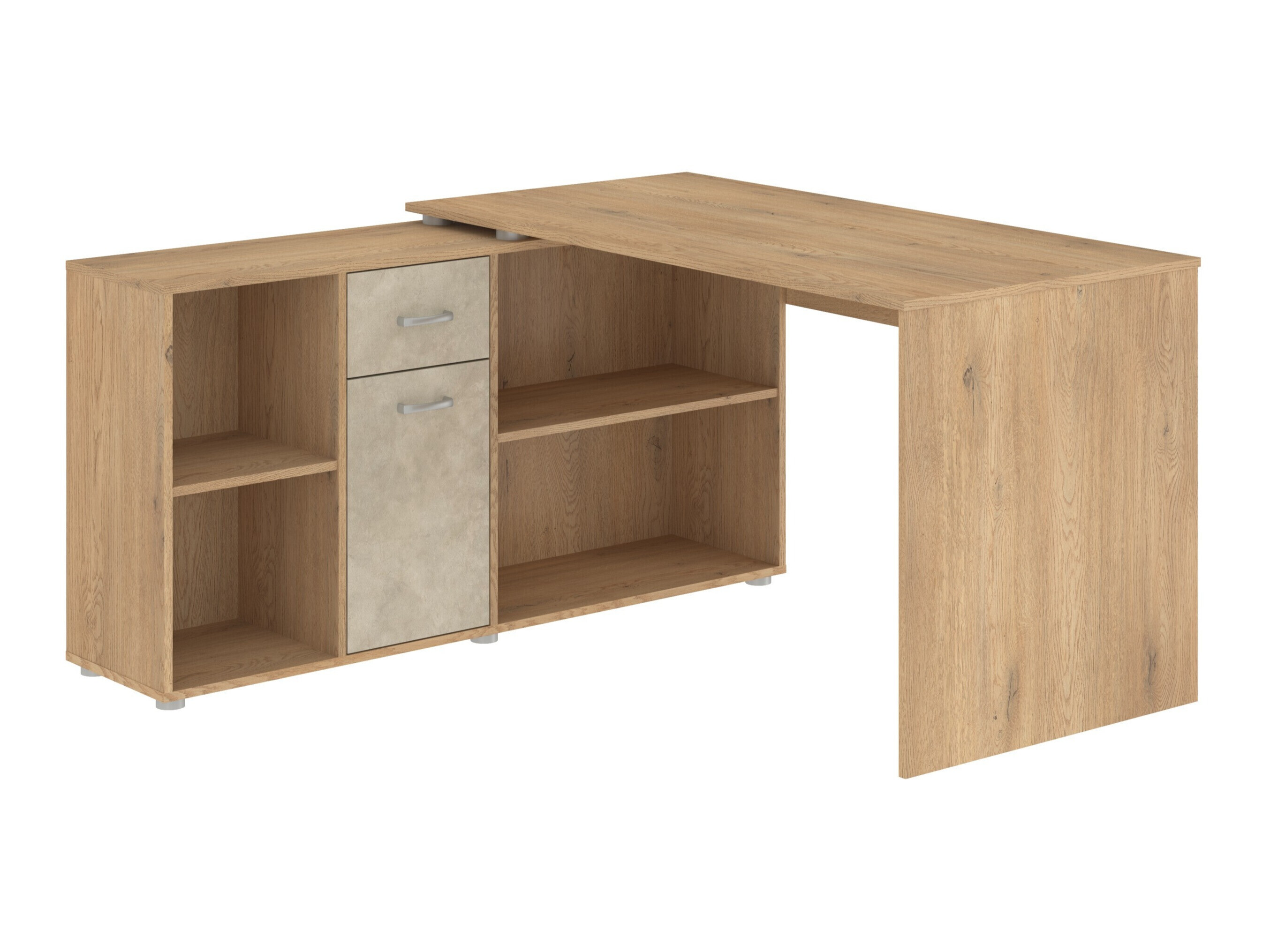 Hornskrifborð Gilroy 113 (Cremona eik + Beige)