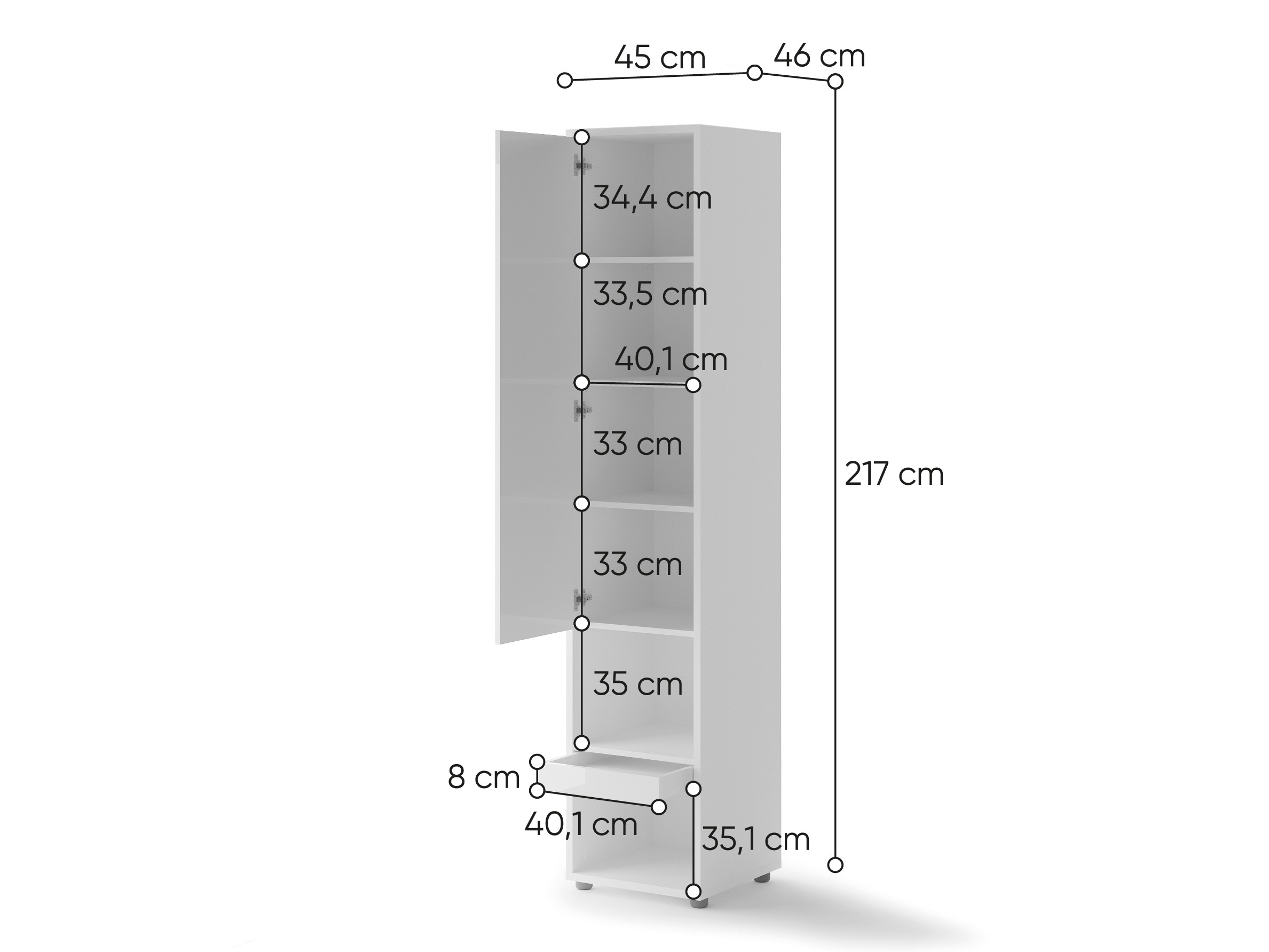 Húsgagnasett Concept Lenart VI (Hvítt háglans + Hvítur + Blár)