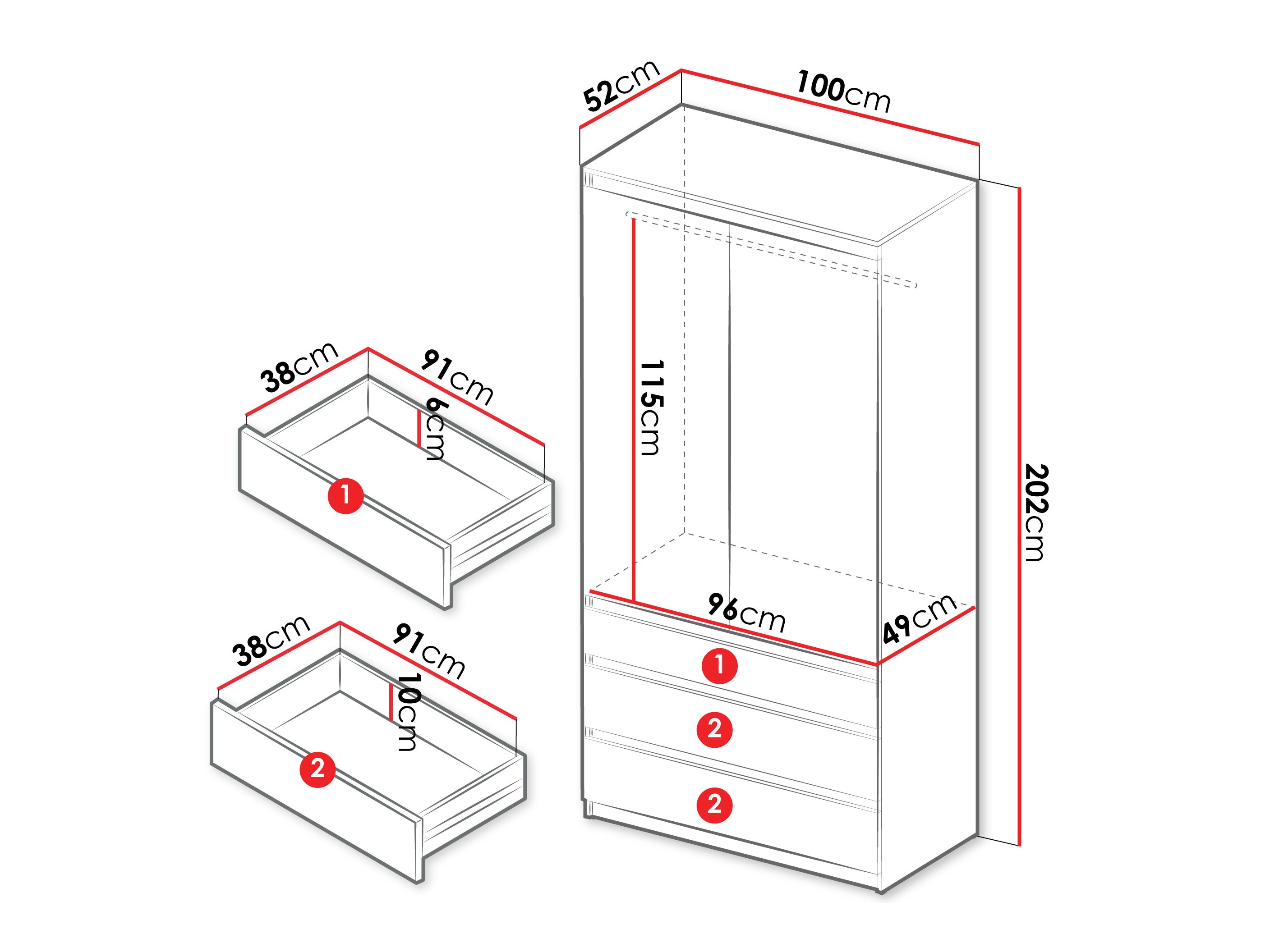 Fataskápur Comfivo Structor (Svartur)