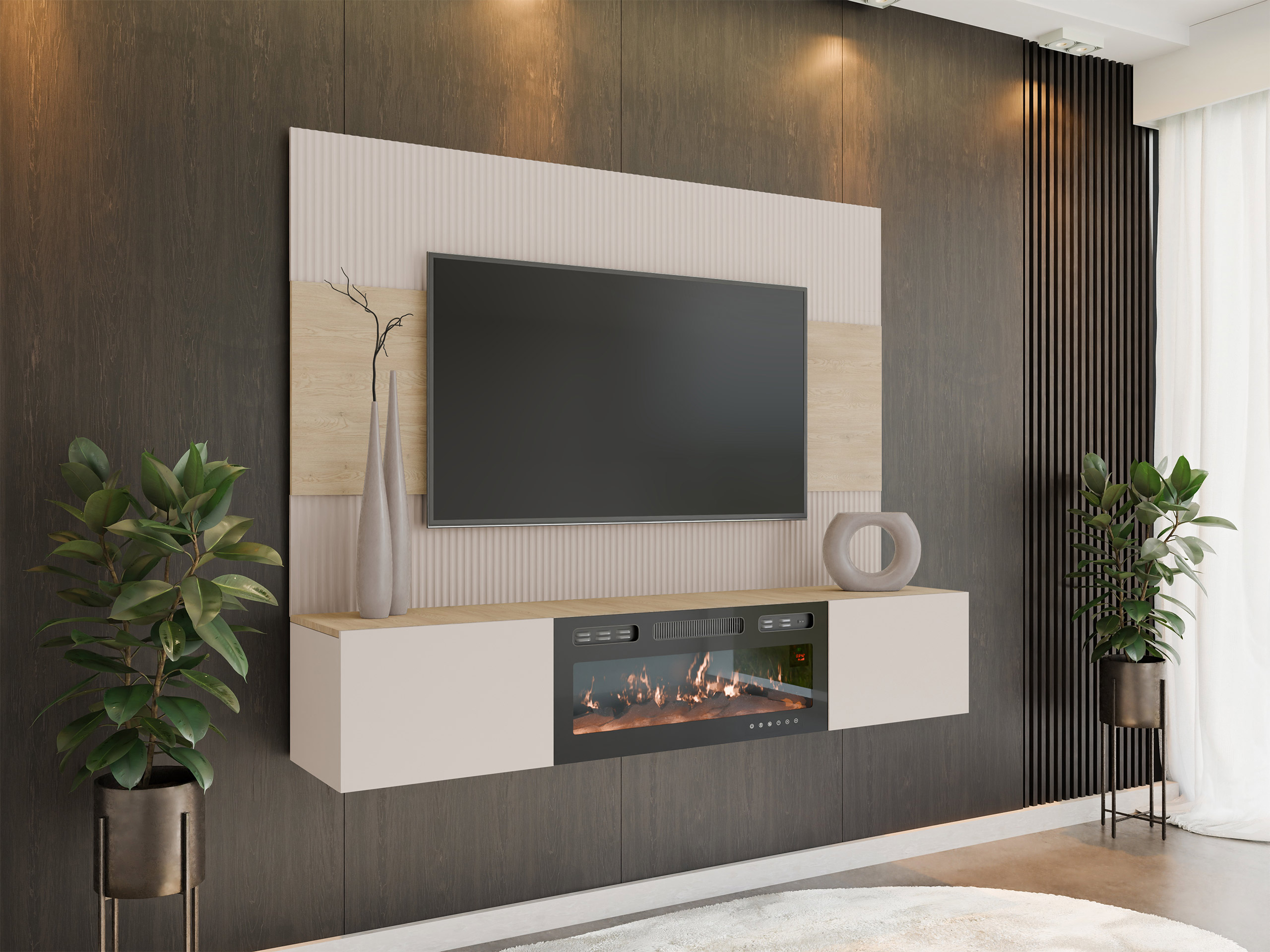 Stofusett Comfivo Salix VII (Beige + Cremona eik)