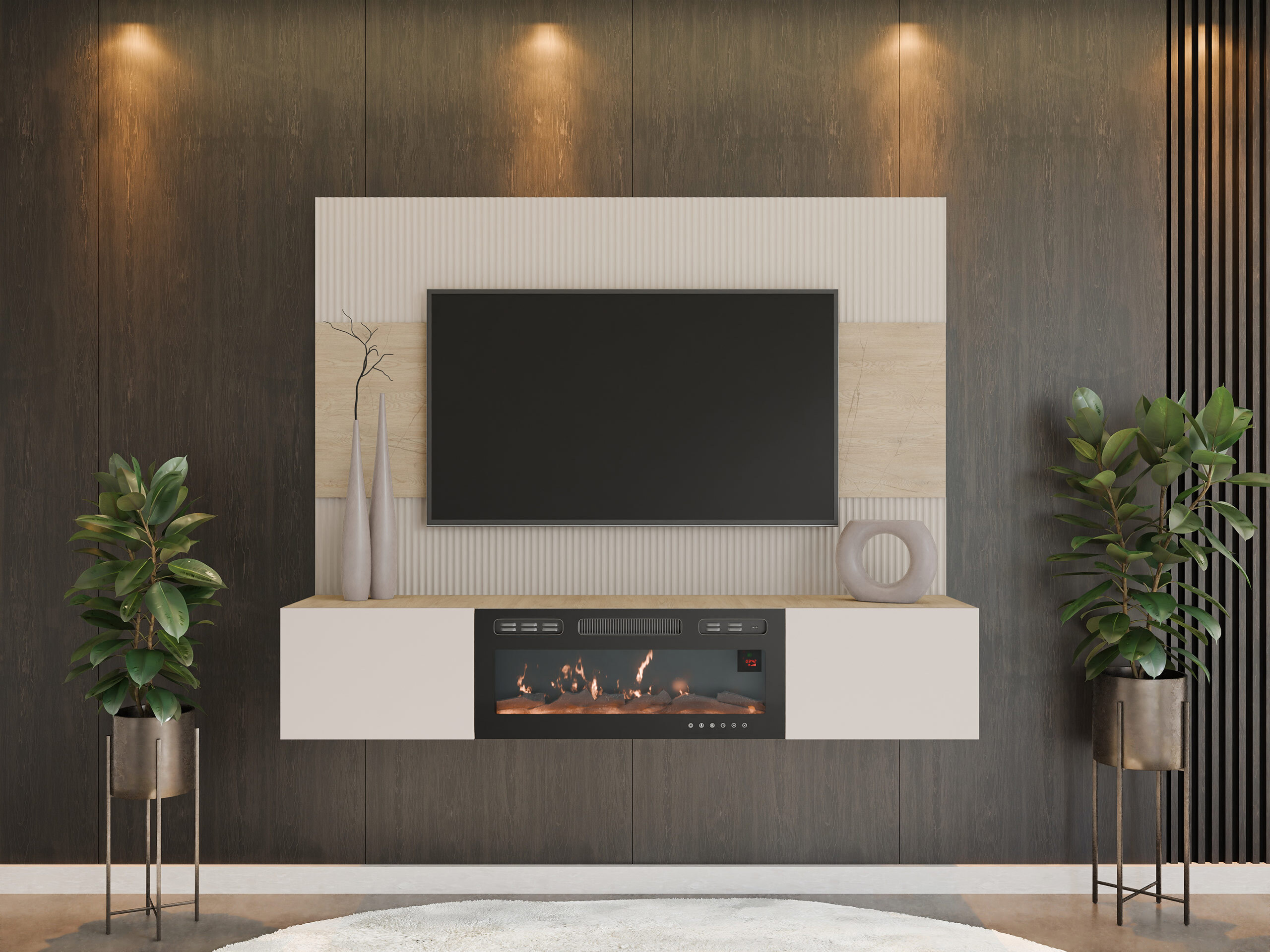 Stofusett Comfivo Salix VII (Beige + Cremona eik)
