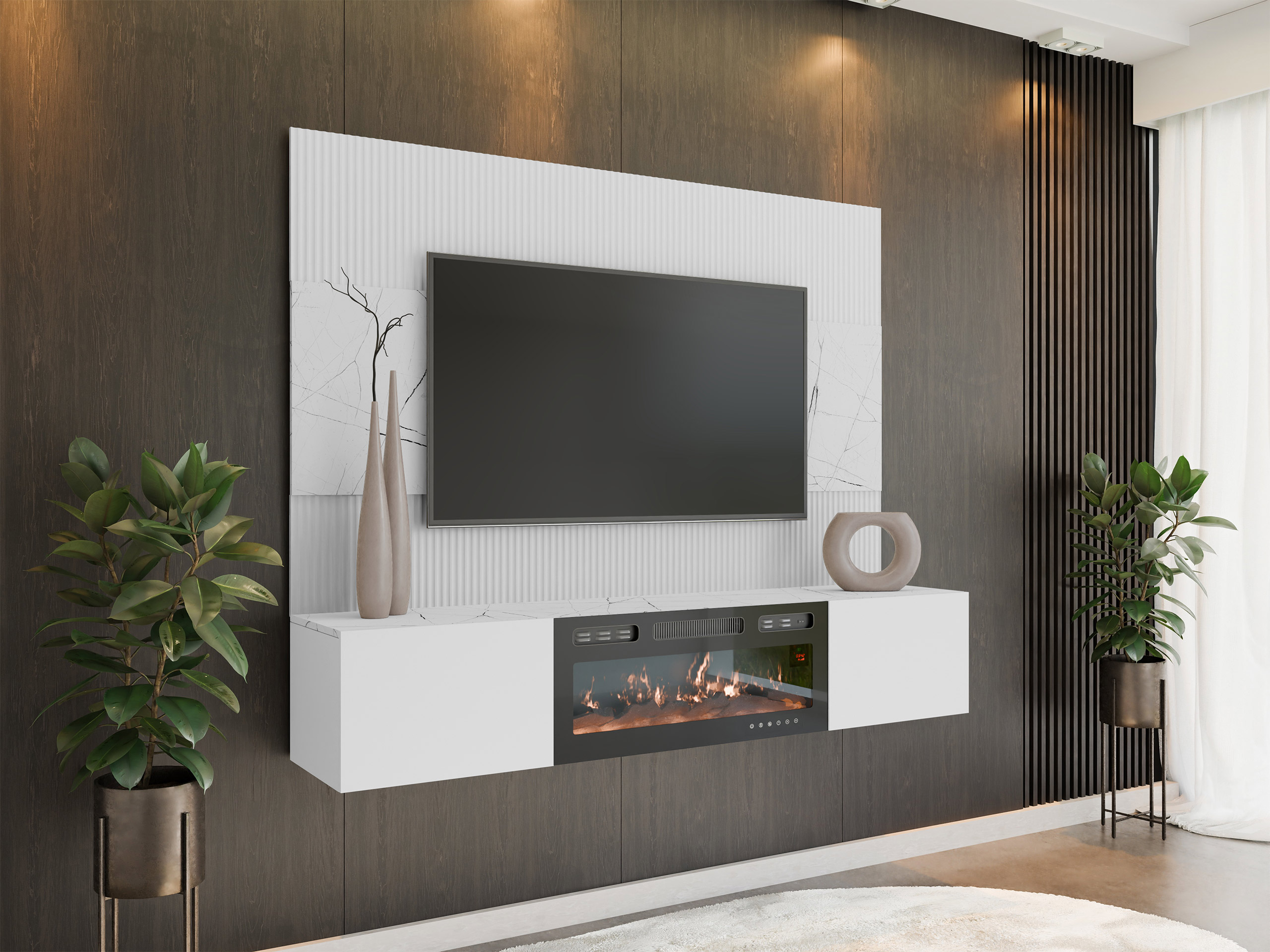 Stofusett Comfivo Salix VII (Hvítur + Hvítur marmari)
