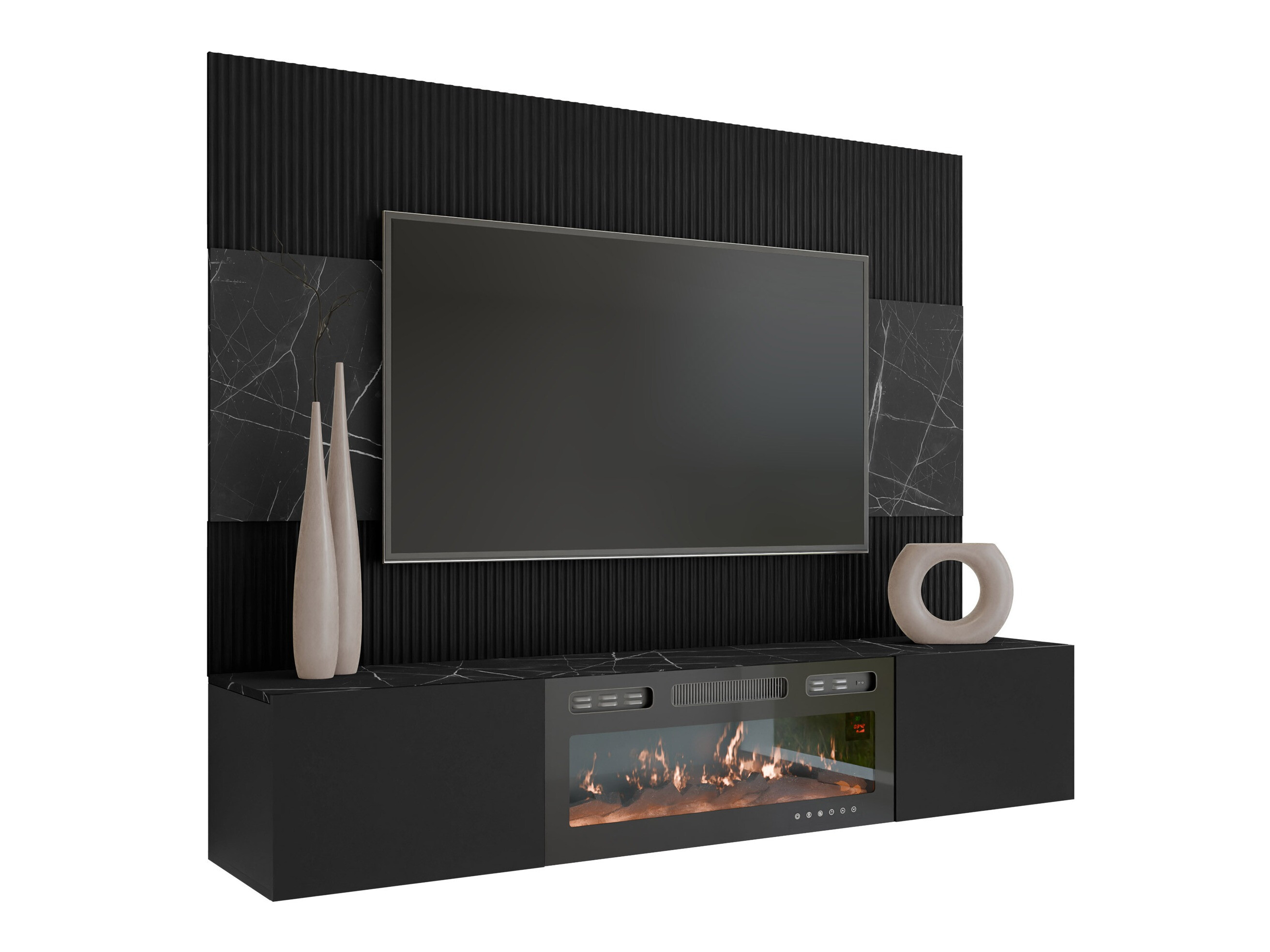 Stofusett Comfivo Salix VII (Svartur + Svartur marmari)