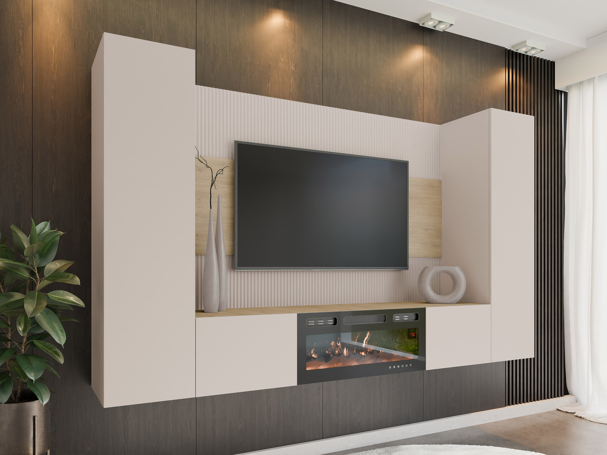 Stofusett Comfivo Salix VIII (Beige + Cremona eik)