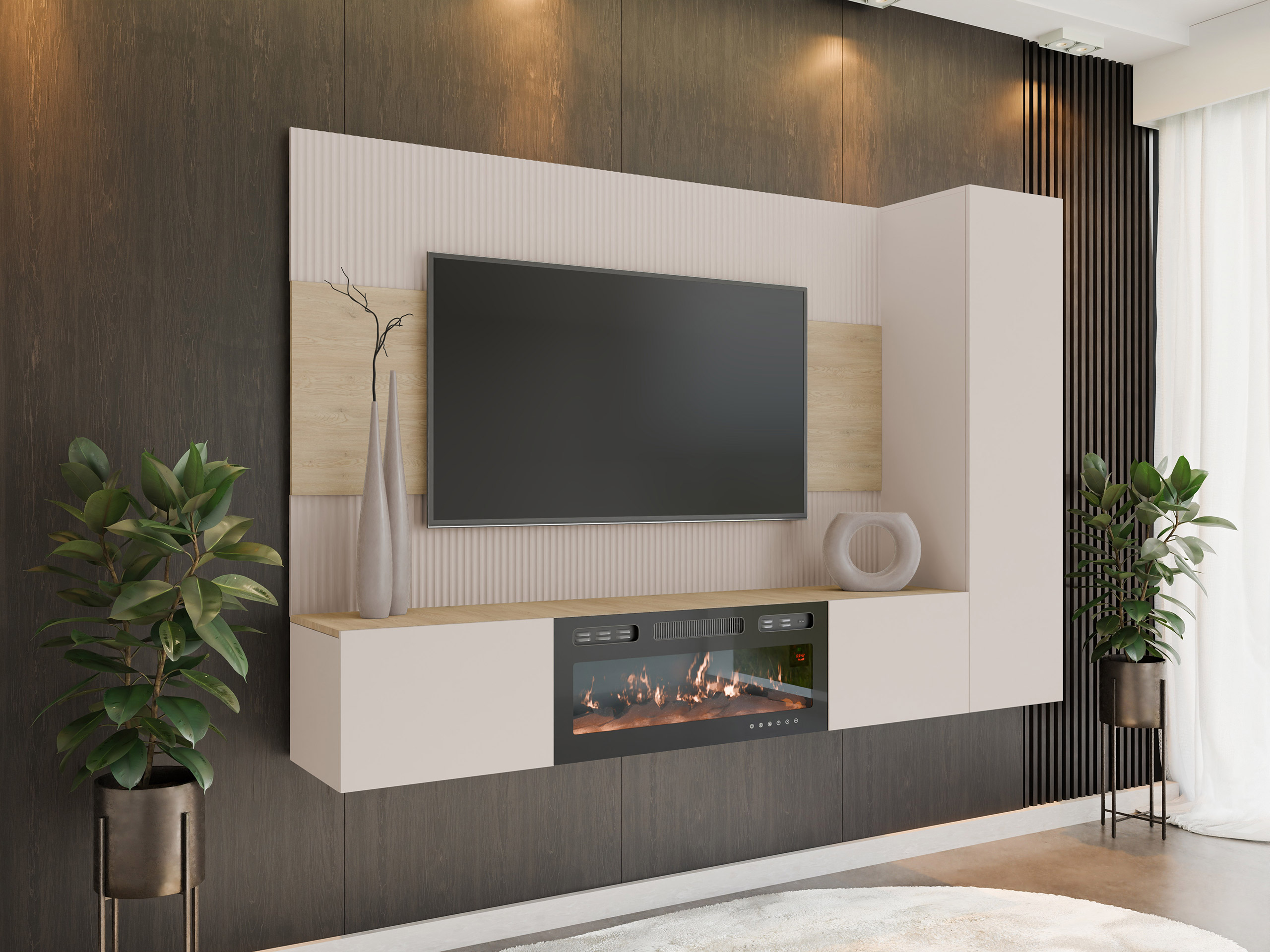 Stofusett Comfivo Salix IX (Beige + Cremona eik)