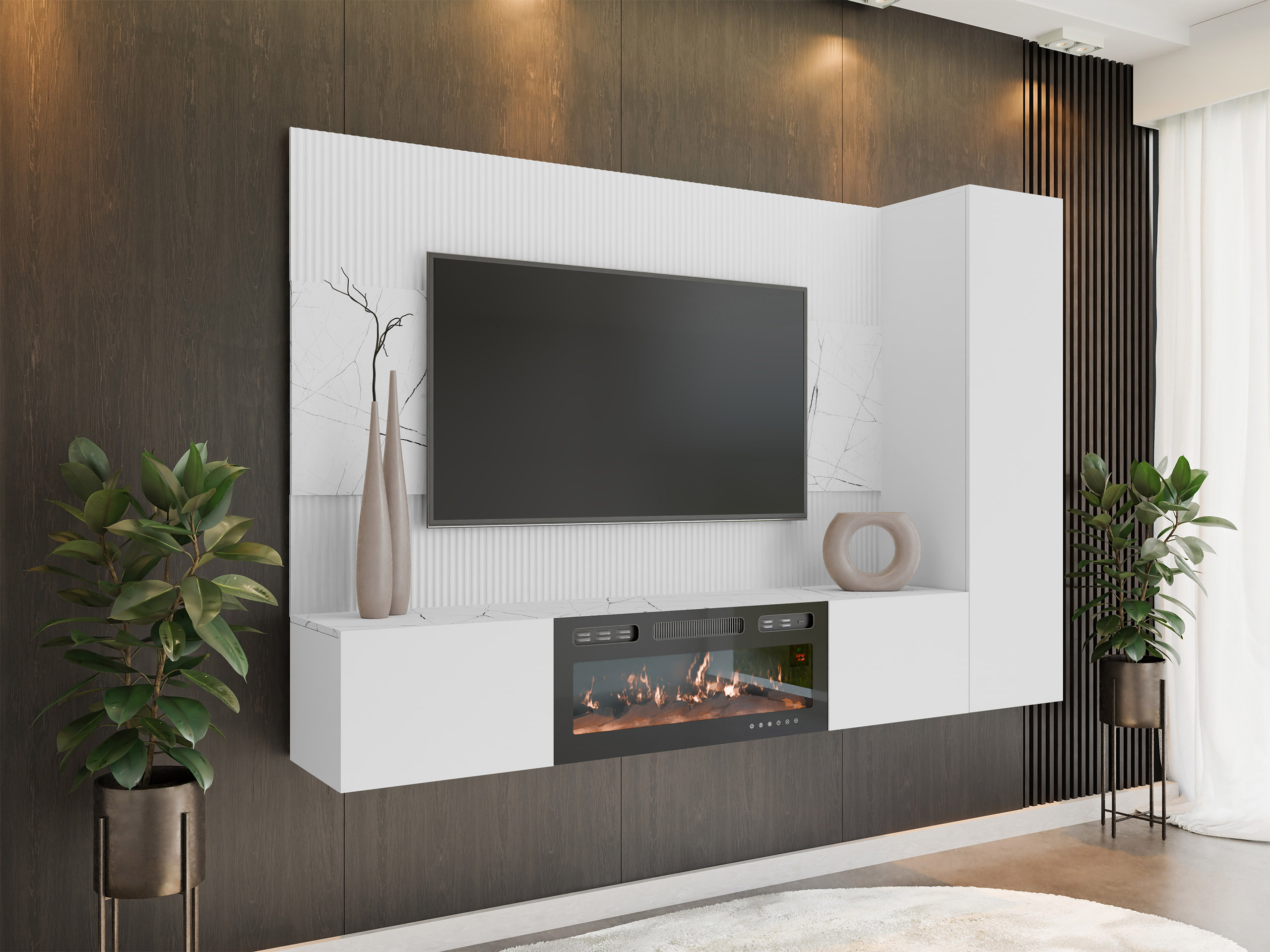 Stofusett Comfivo Salix IX (Hvítur + Hvítur marmari)