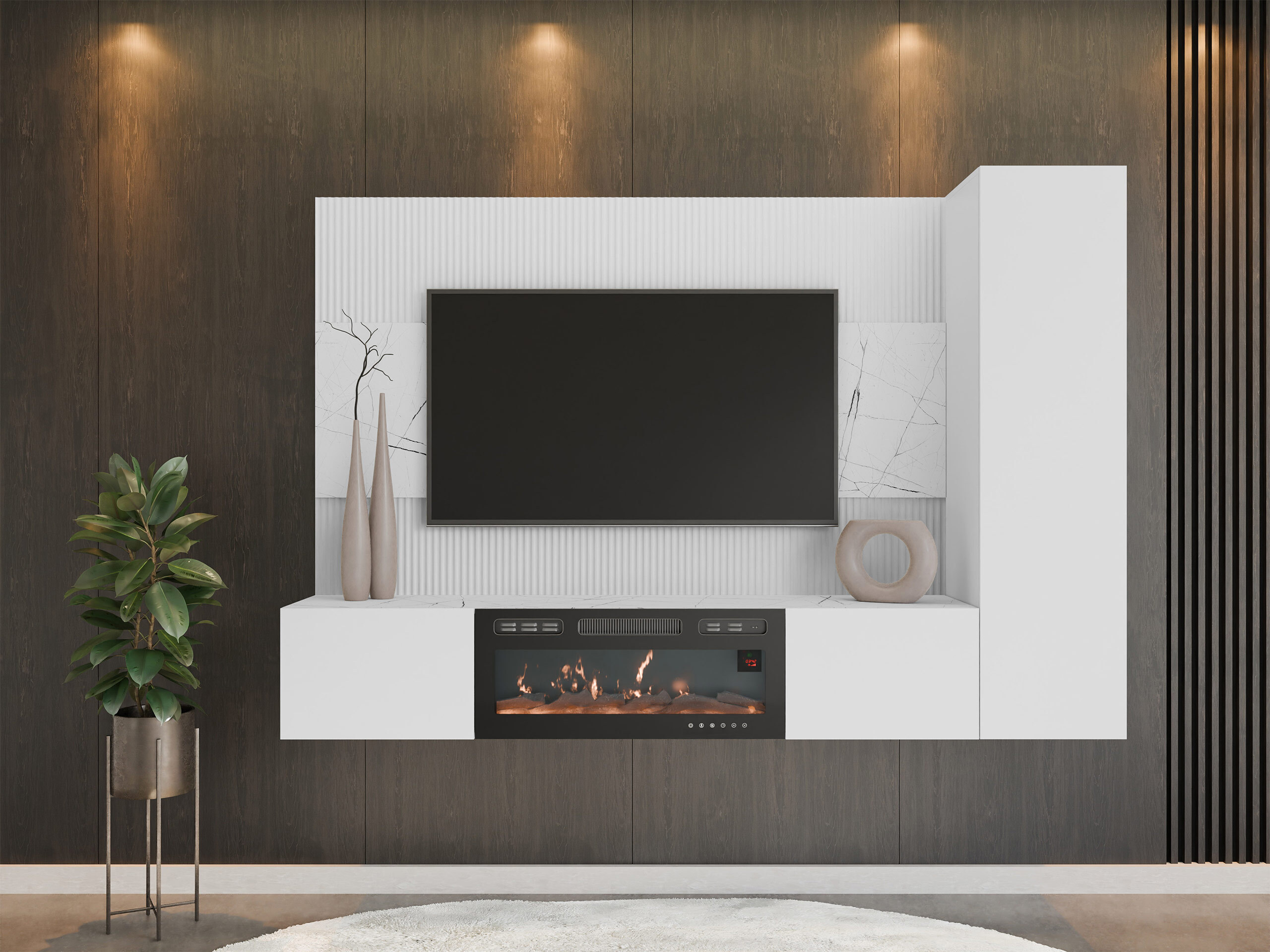 Stofusett Comfivo Salix IX (Hvítur + Hvítur marmari)