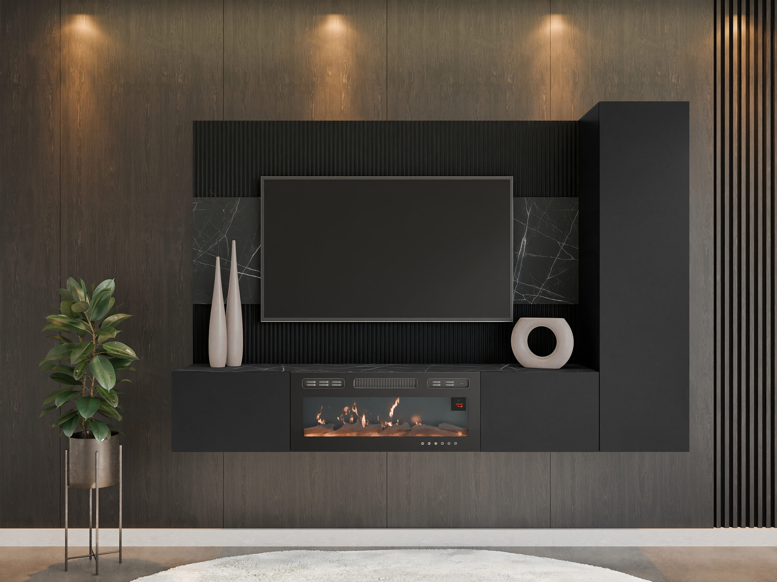 Stofusett Comfivo Salix IX (Svartur + Svartur marmari)