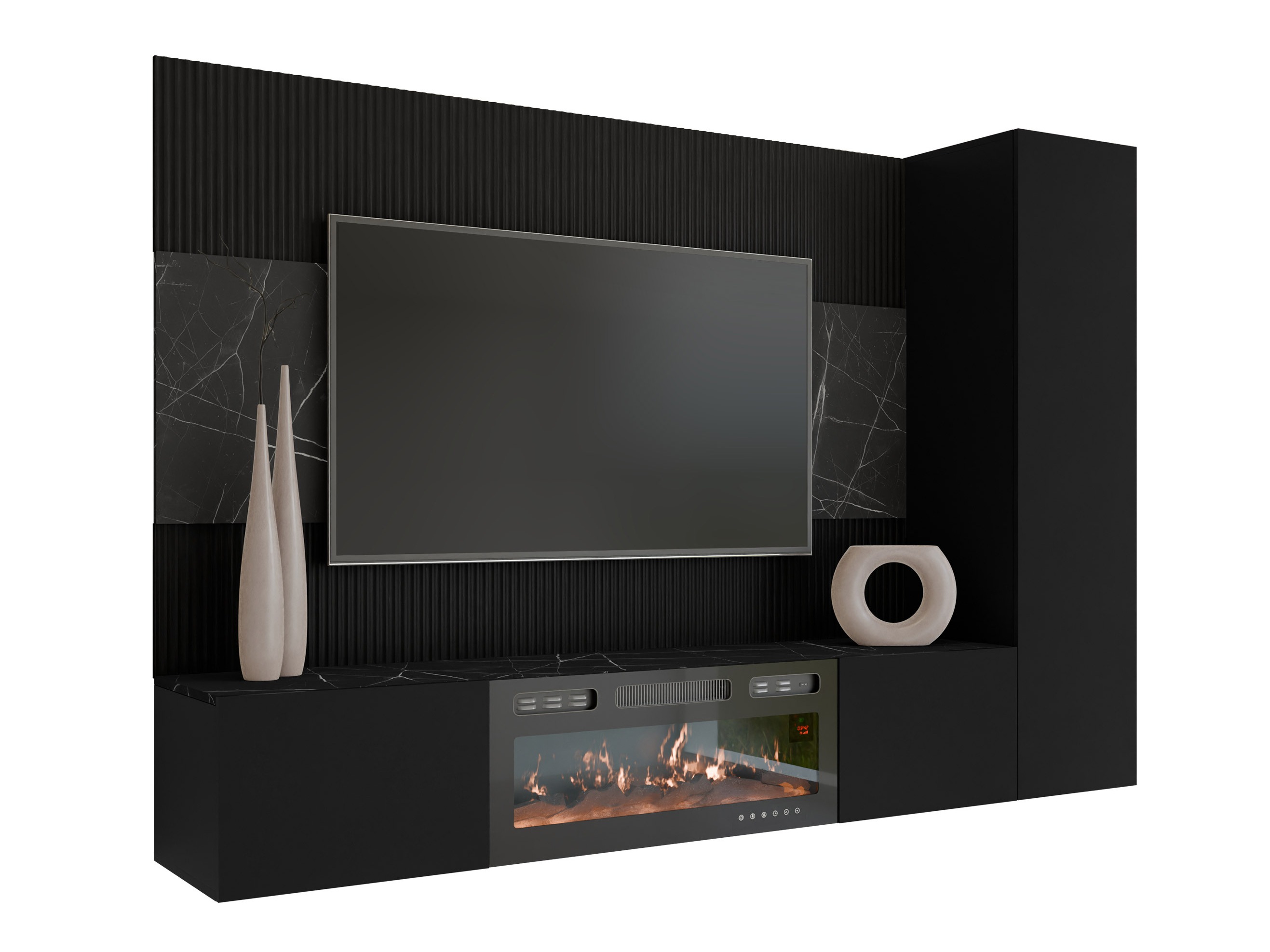 Stofusett Comfivo Salix IX (Svartur + Svartur marmari)