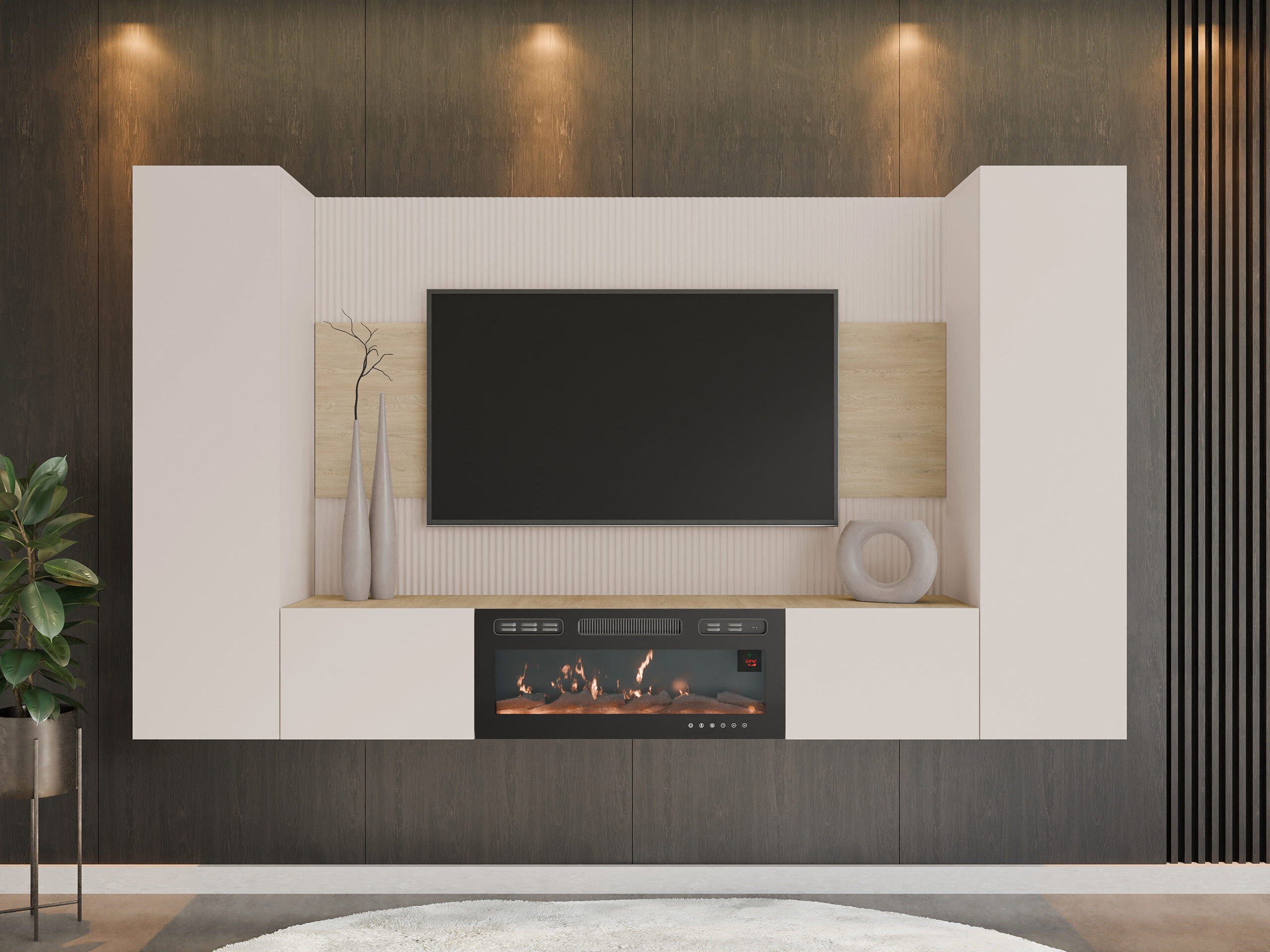 Stofusett Comfivo Salix VIII (Beige + Cremona eik)