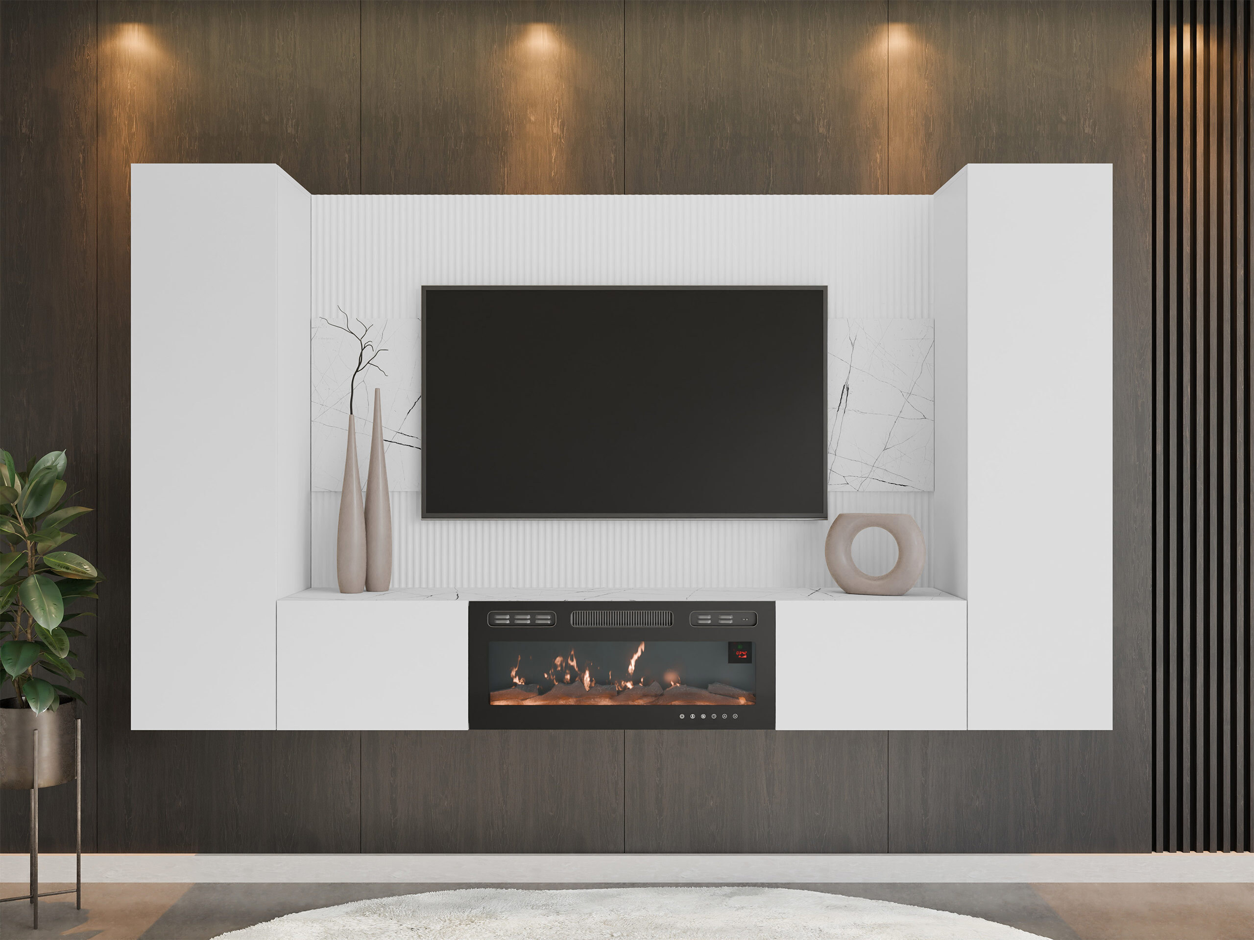 Stofusett Comfivo Salix VIII (Hvítur + Hvítur marmari)
