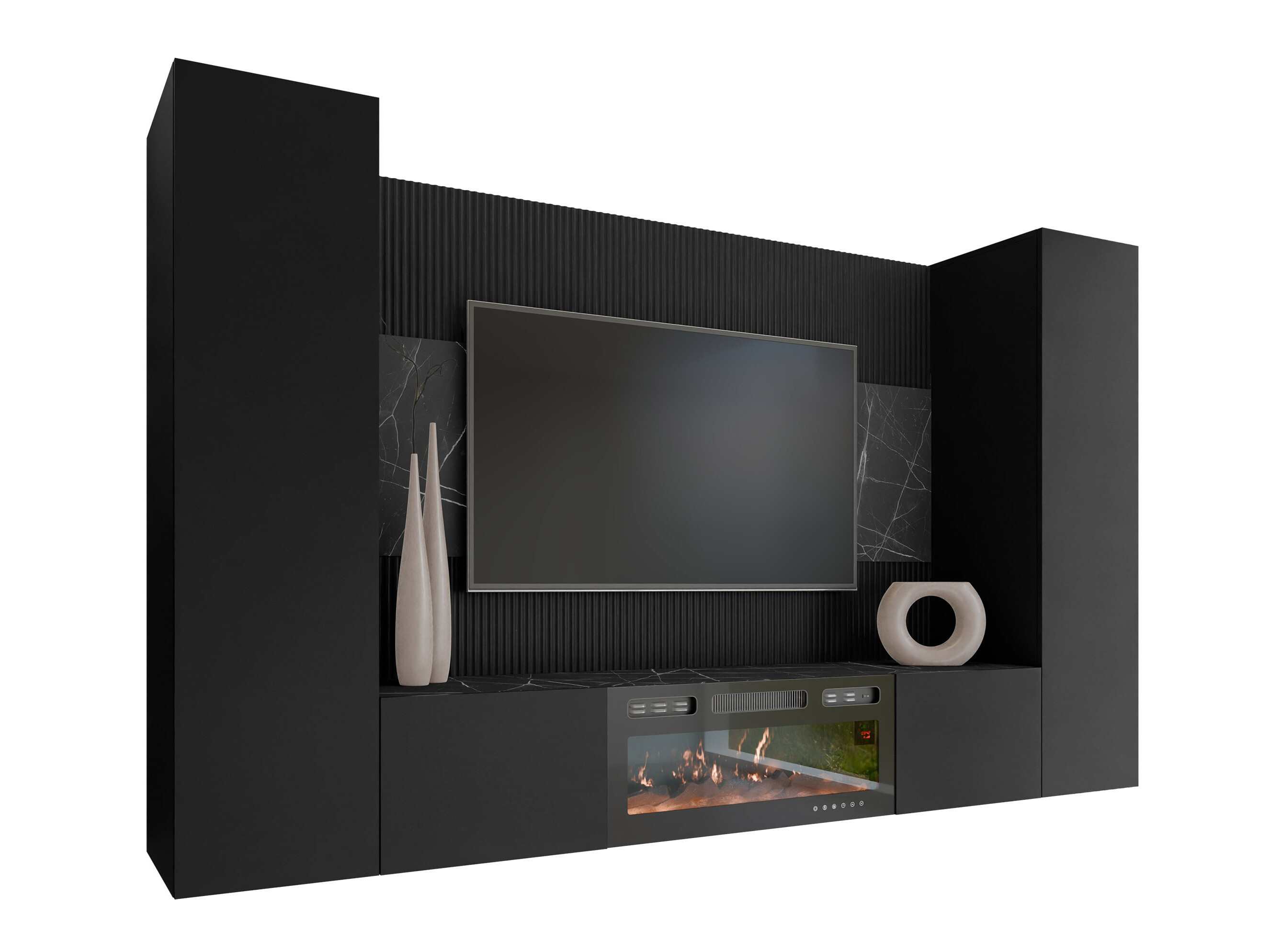 Stofusett Comfivo Salix VIII (Svartur + Svartur marmari)