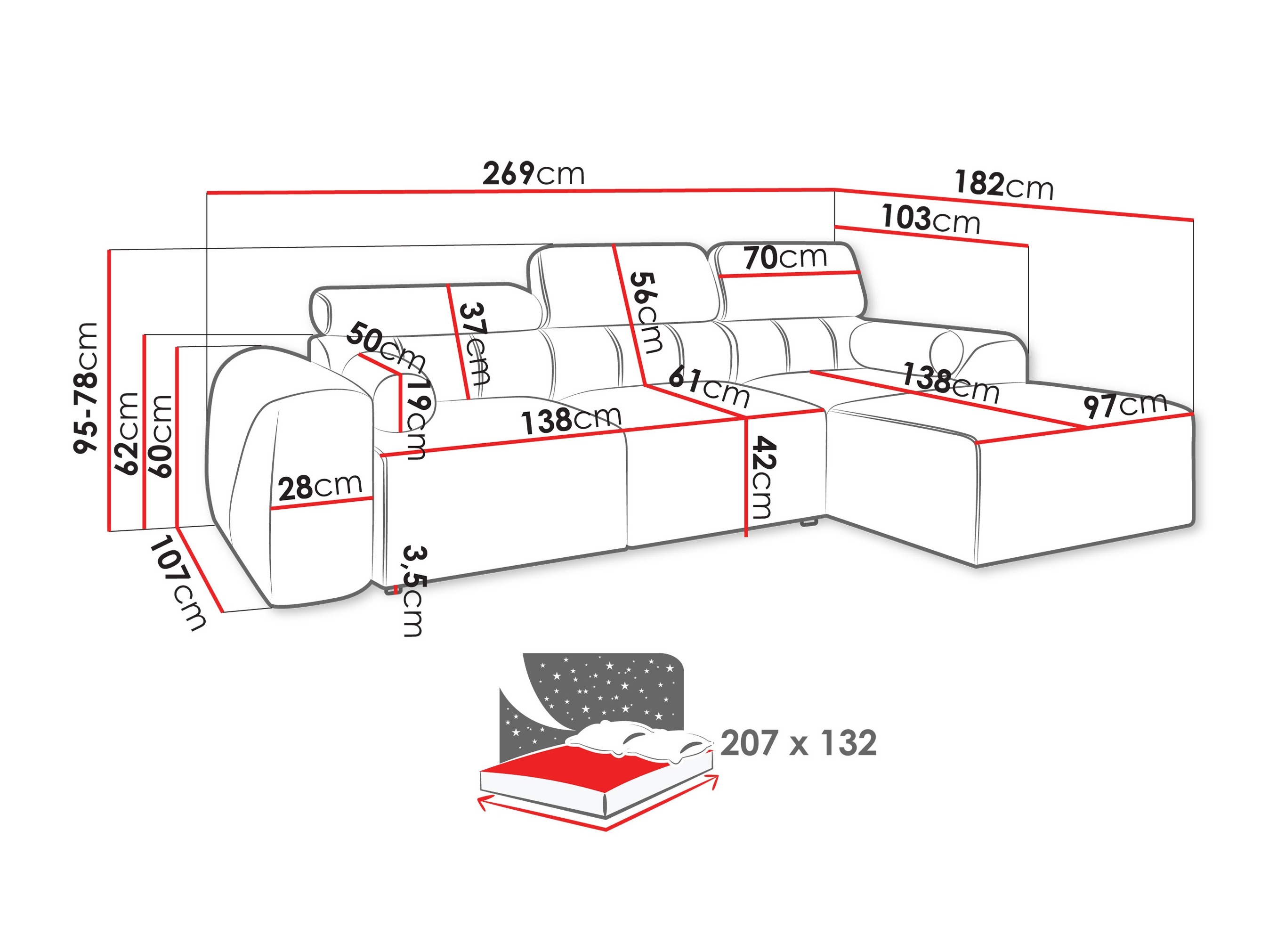 Horn­sófi Sarasota 204 (Velo 621)