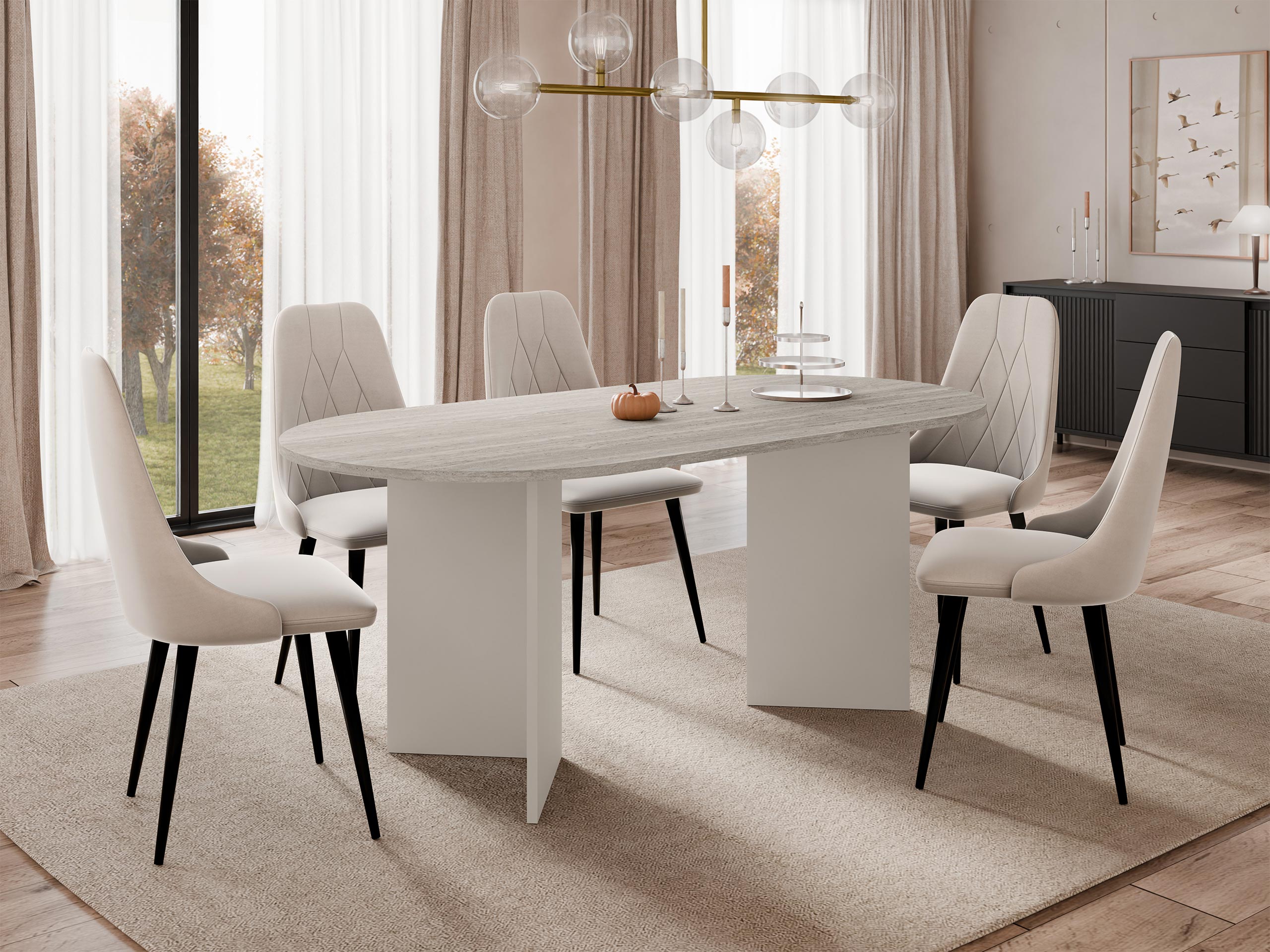 Borð Comfivo Fungus (Ljóst Travertine + Beige)