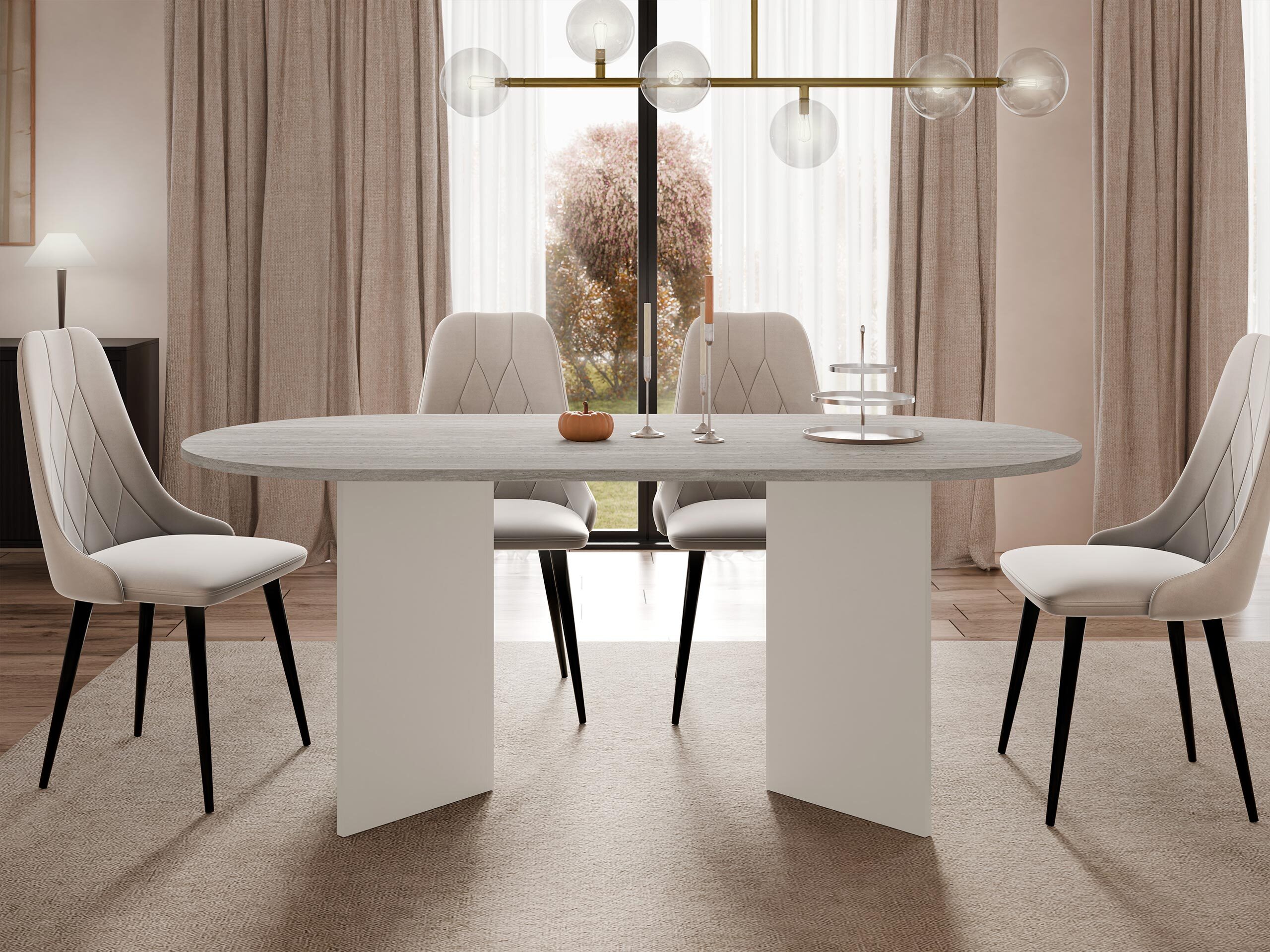 Borð Comfivo Fungus (Ljóst Travertine + Beige)