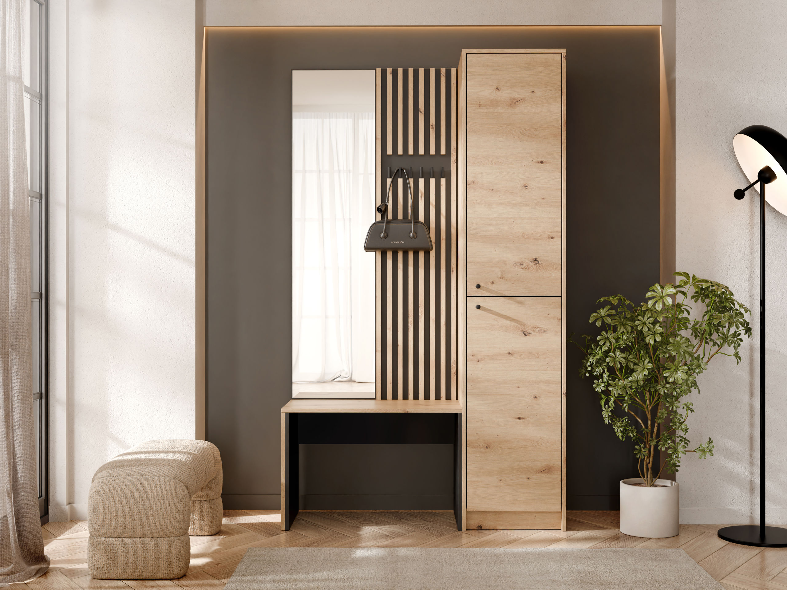 Forstofusett Comfivo Nomas (Artisan-eik + Svartur)