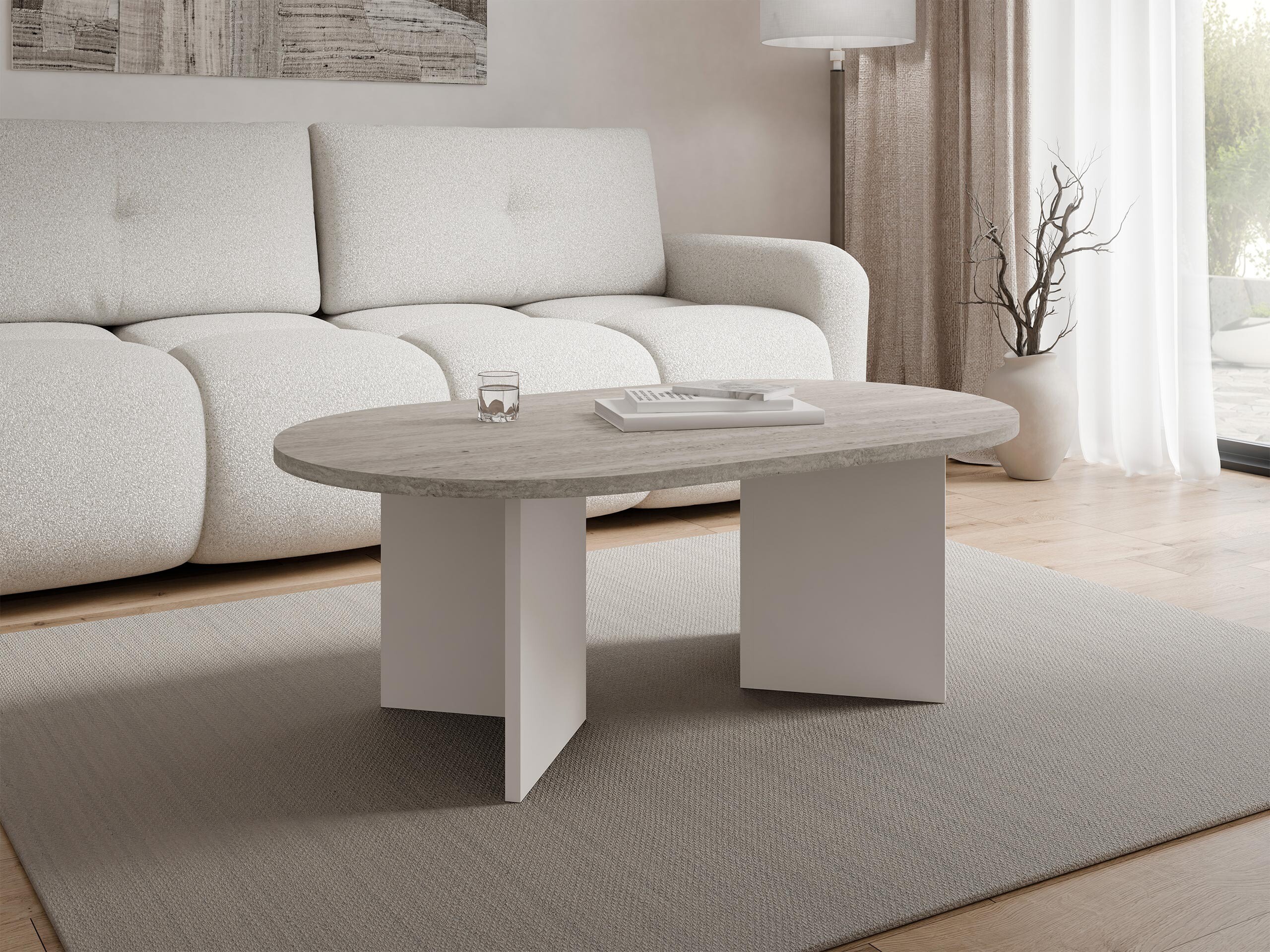 Sófaborð Comfivo Fungus (Ljóst Travertine + Beige)