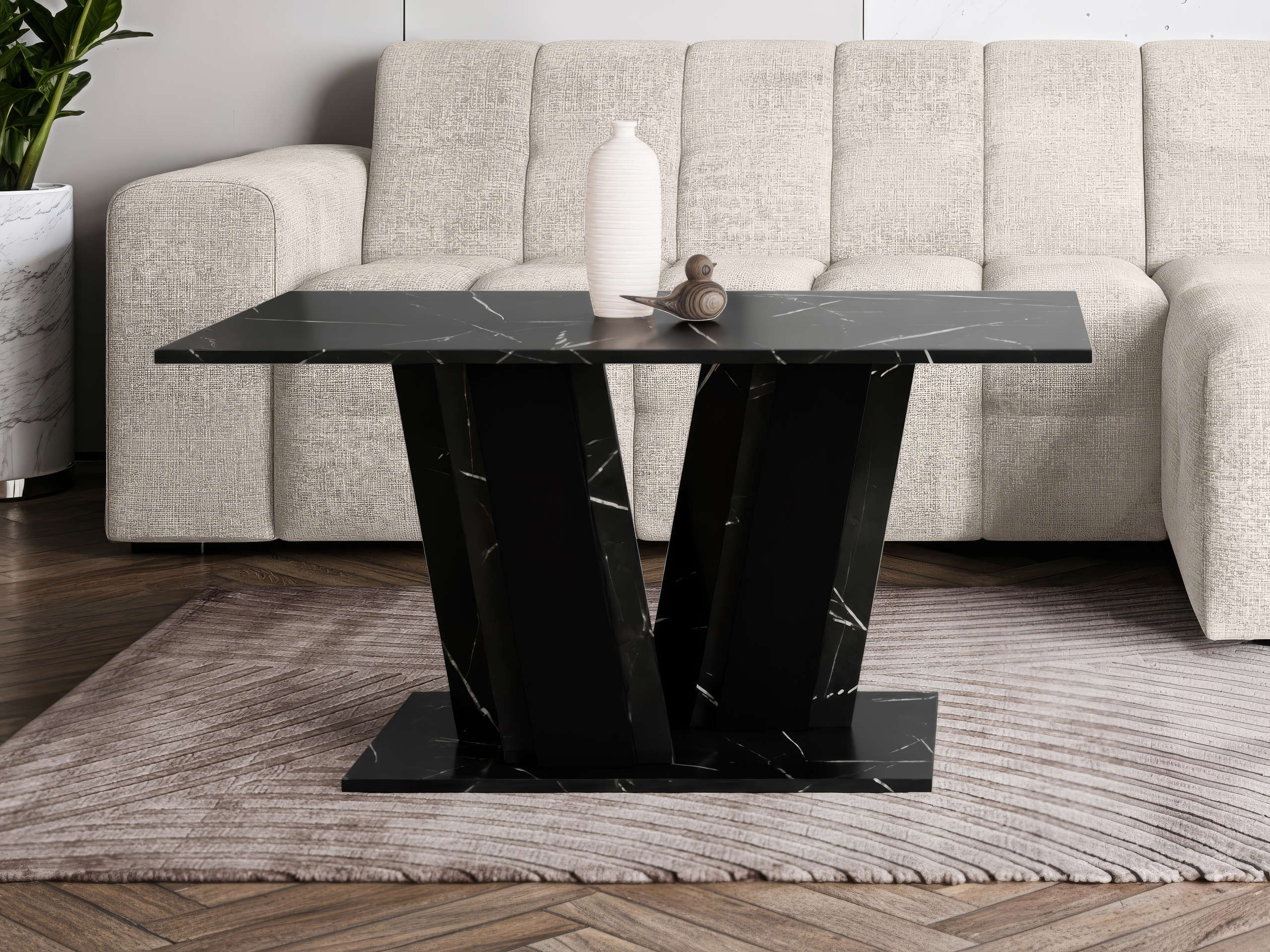 Sófaborð Goodyear 138 (Svartur marmari + Svartur)