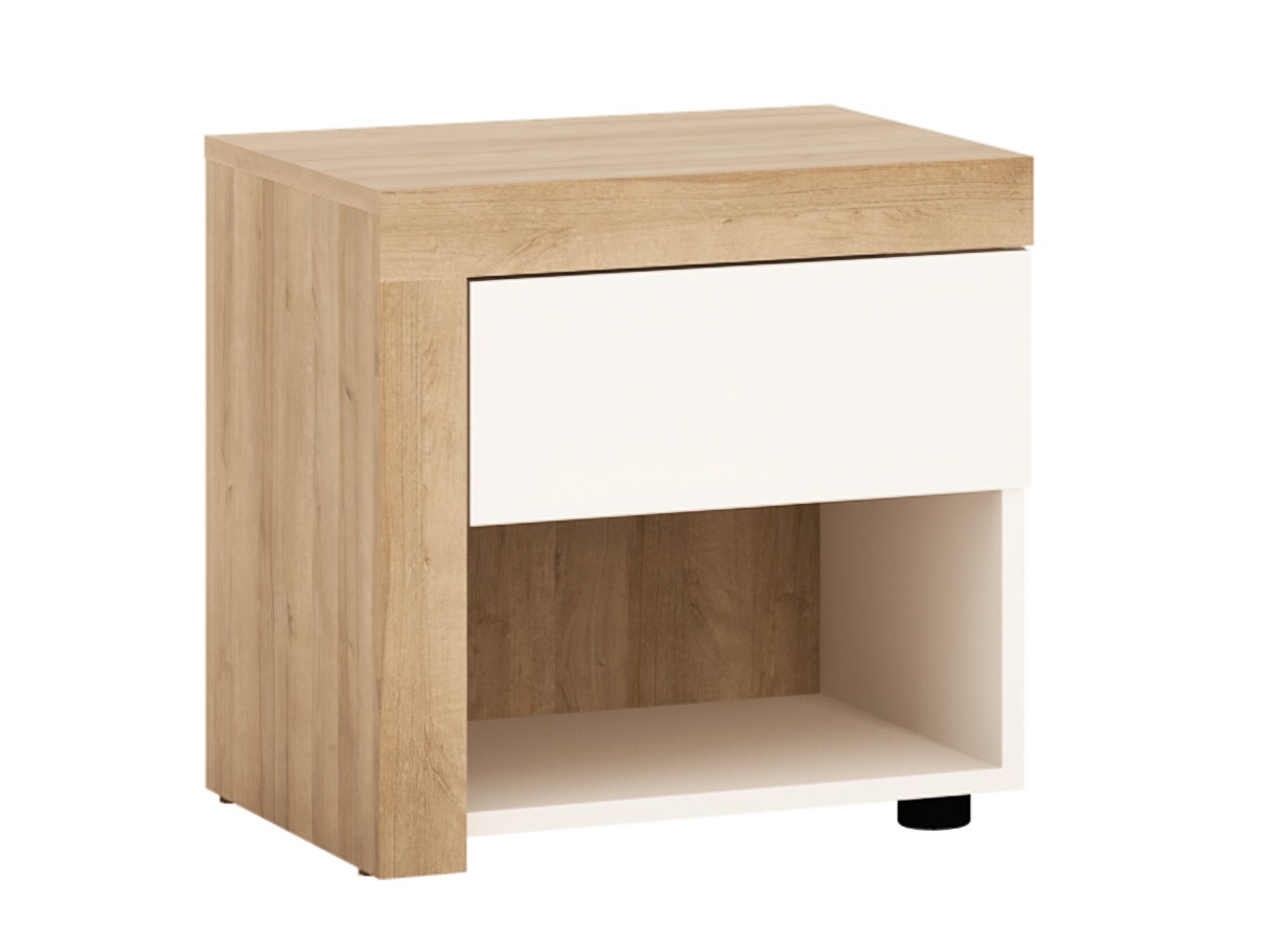 Náttborð Feldeli 113 (Riviera eik + Hvítt háglans)