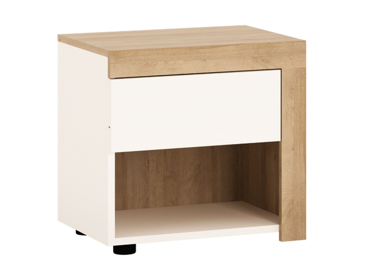 Náttborð Feldeli 113 (Riviera eik + Hvítt háglans)