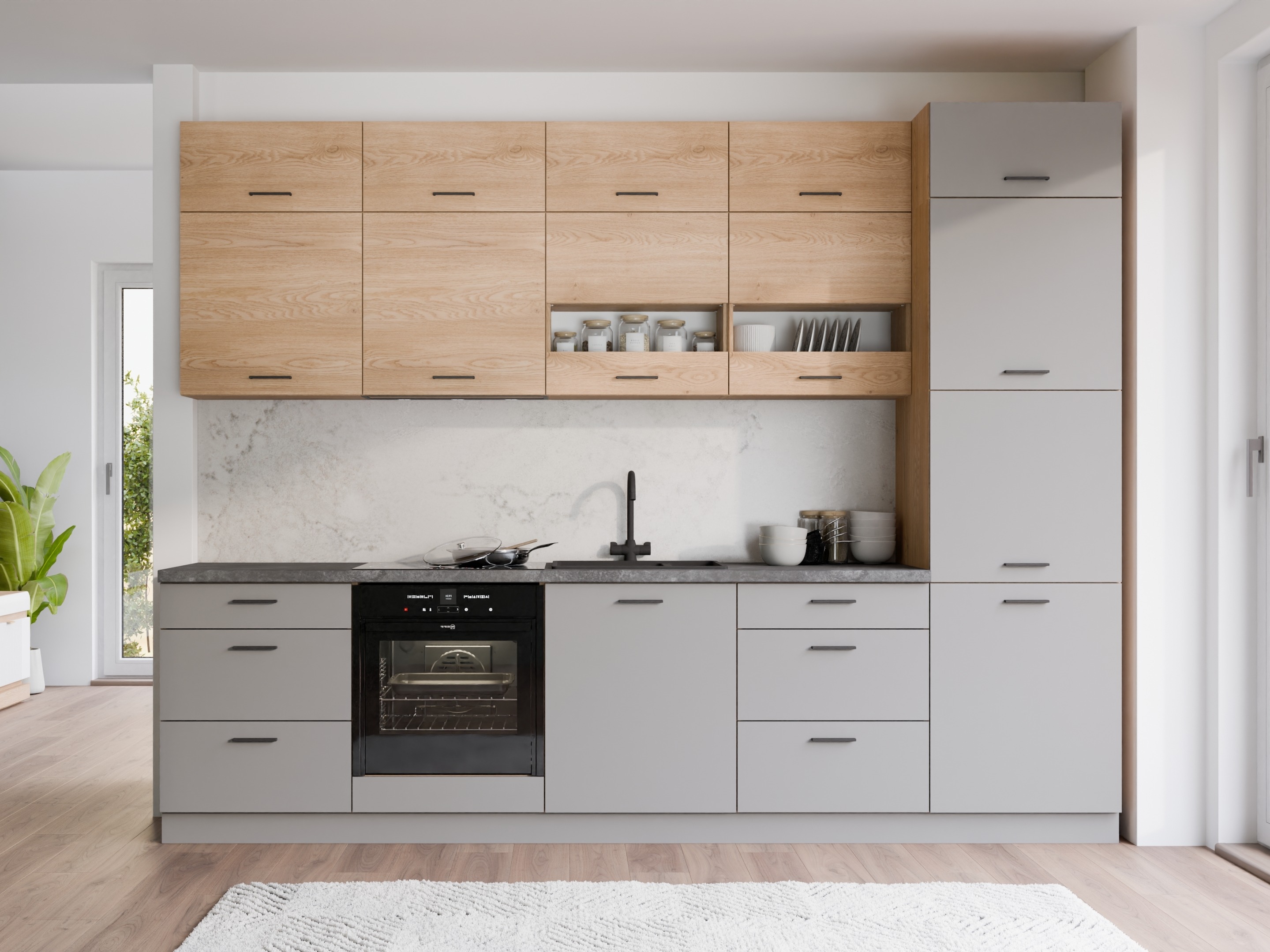 Skápaeining með hurðum Ati Grey Artisan 106